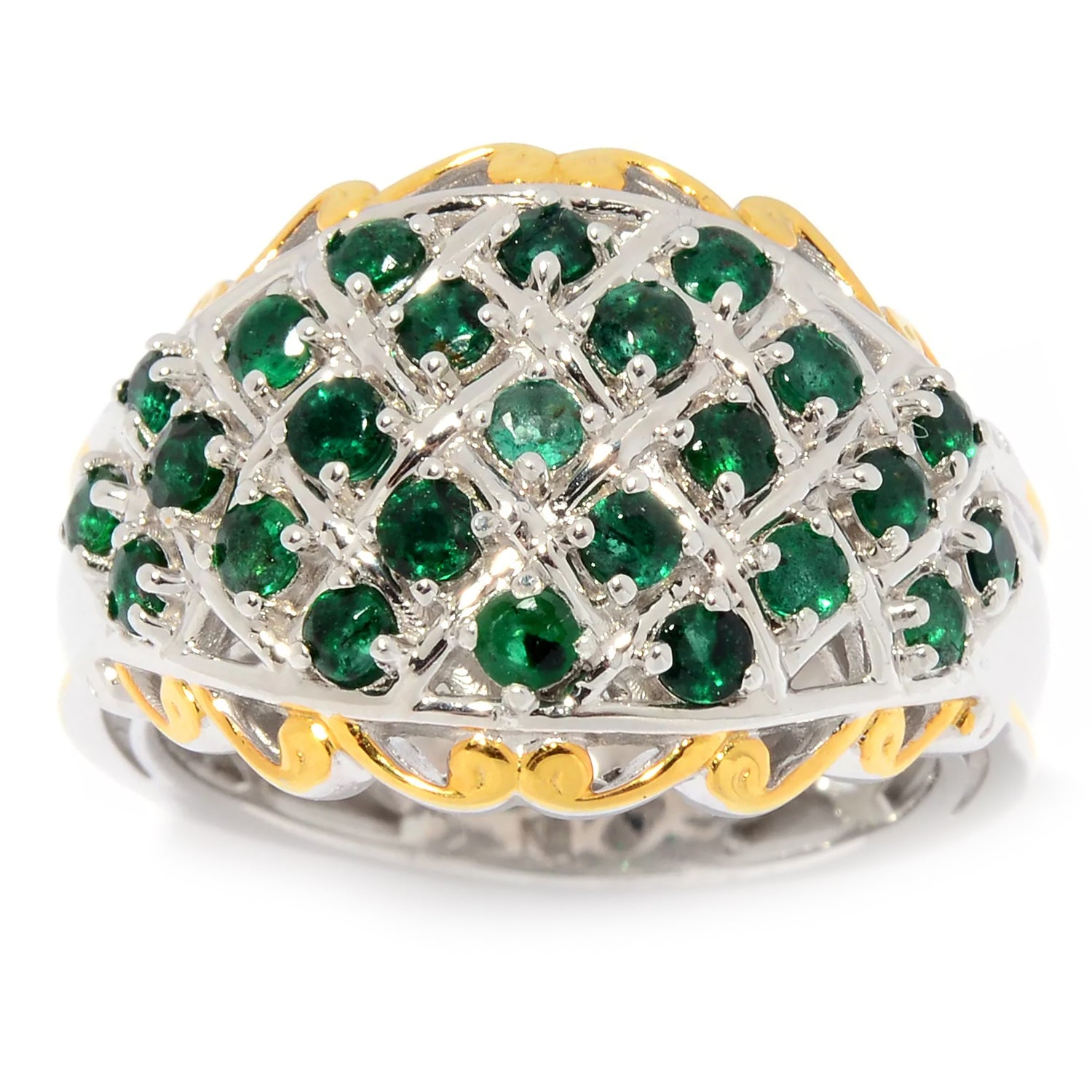 Gems en Vogue 0.75ctw Zambian Emerald Woven Lattice Band Ring