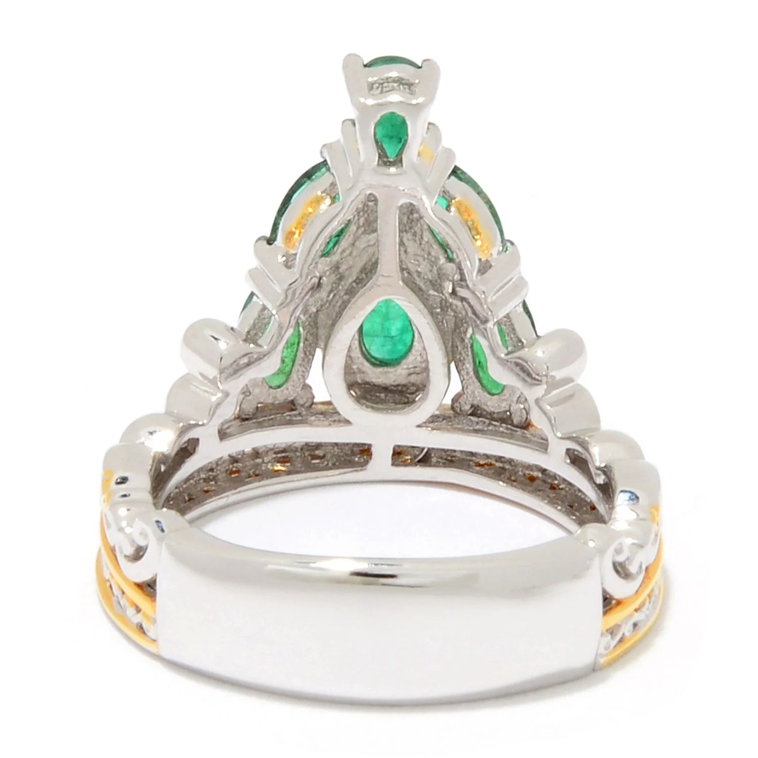 Gems en Vogue 1.32ctw Grizzly Emerald Crown Ring