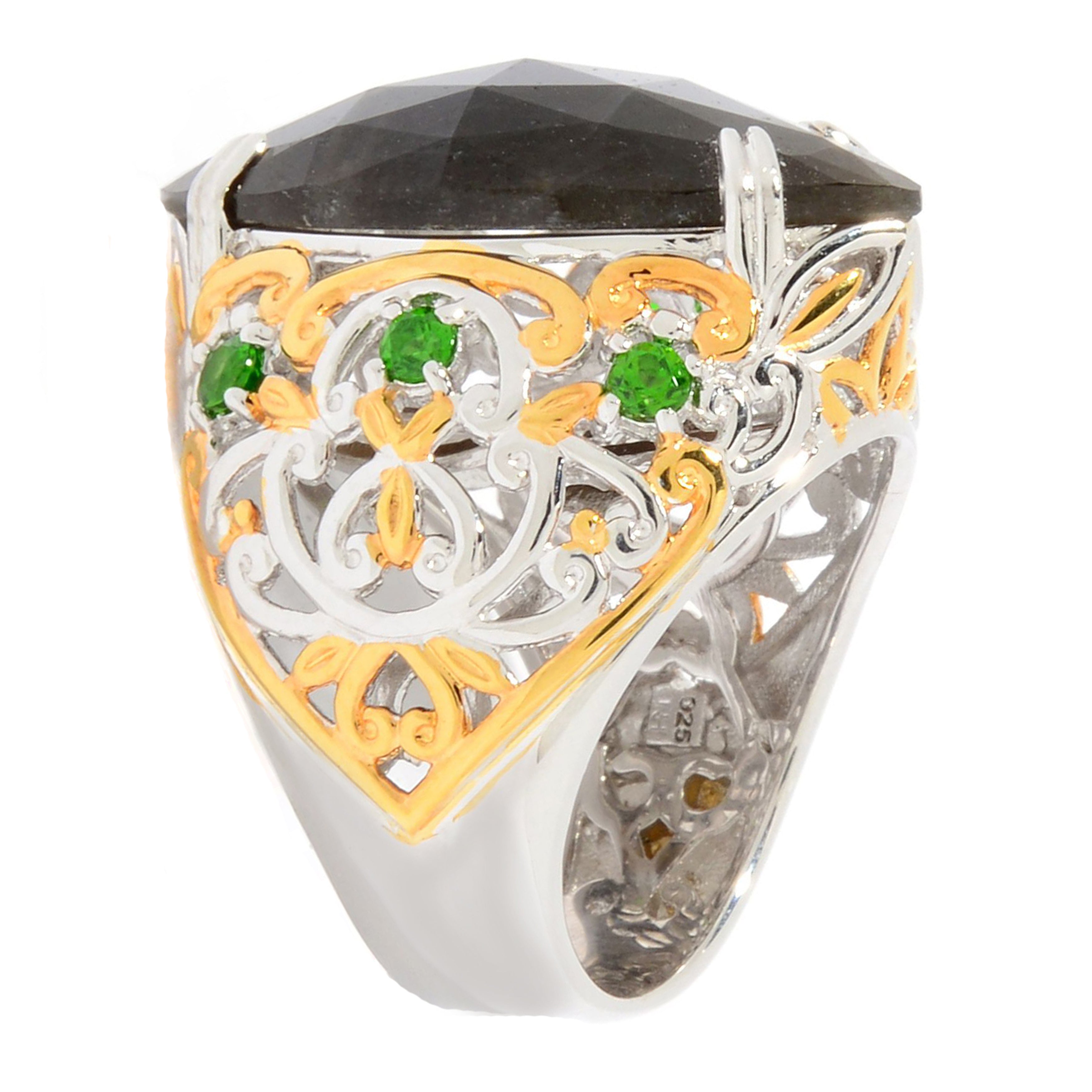 Gems en Vogue 24K Palladium Silver Spectrolite & Chrome Diopside Ring