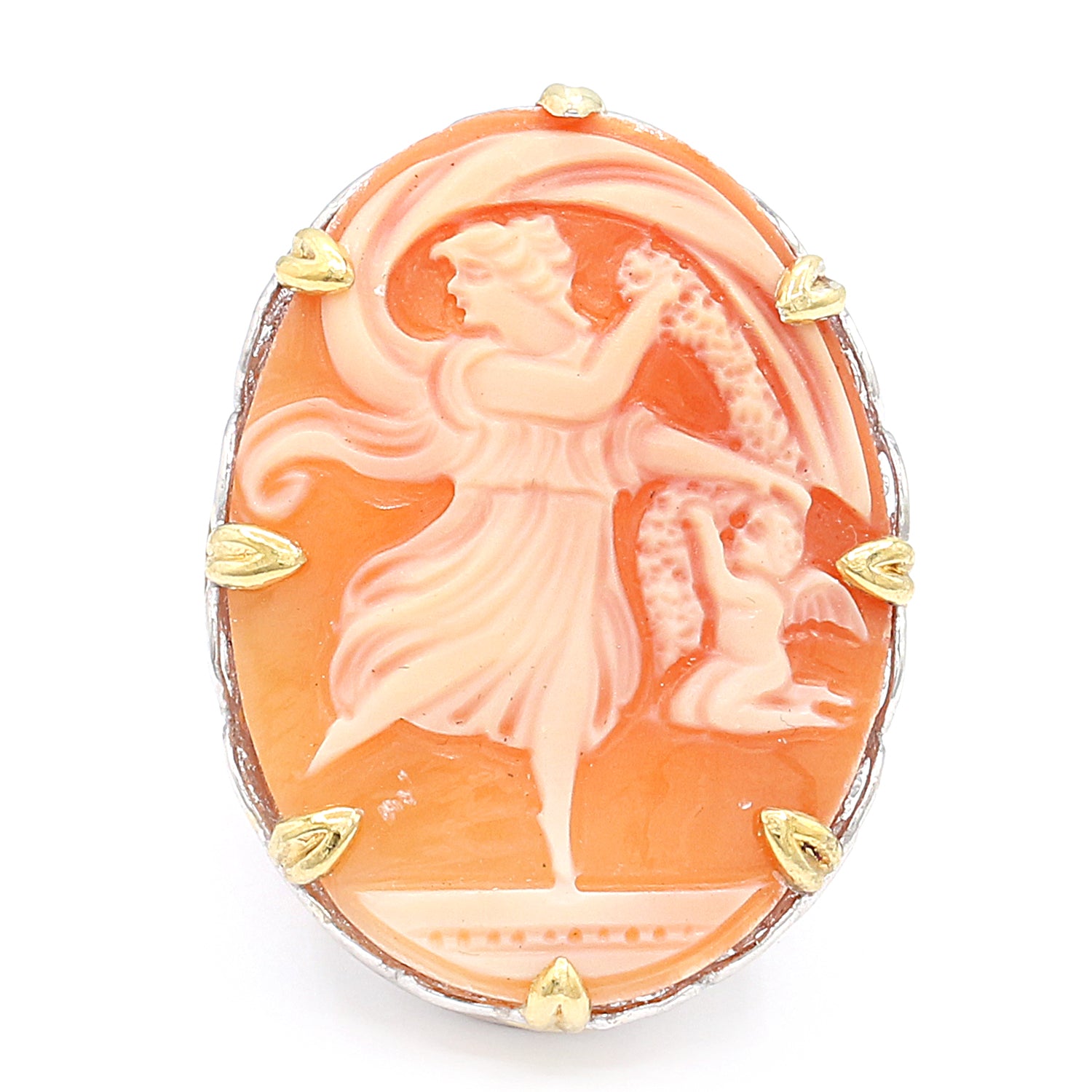 Gems en Vogue Oval Cameo Lady & Angel Ring