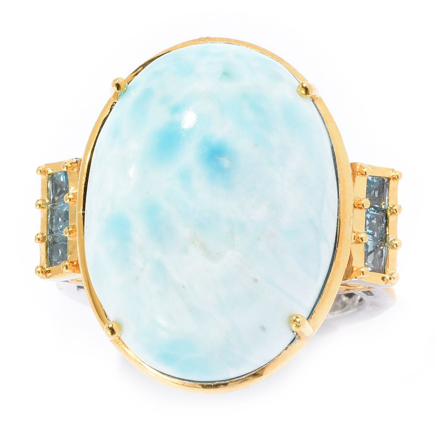 Gems en Vogue Larimar & Swiss Blue Topaz Ring