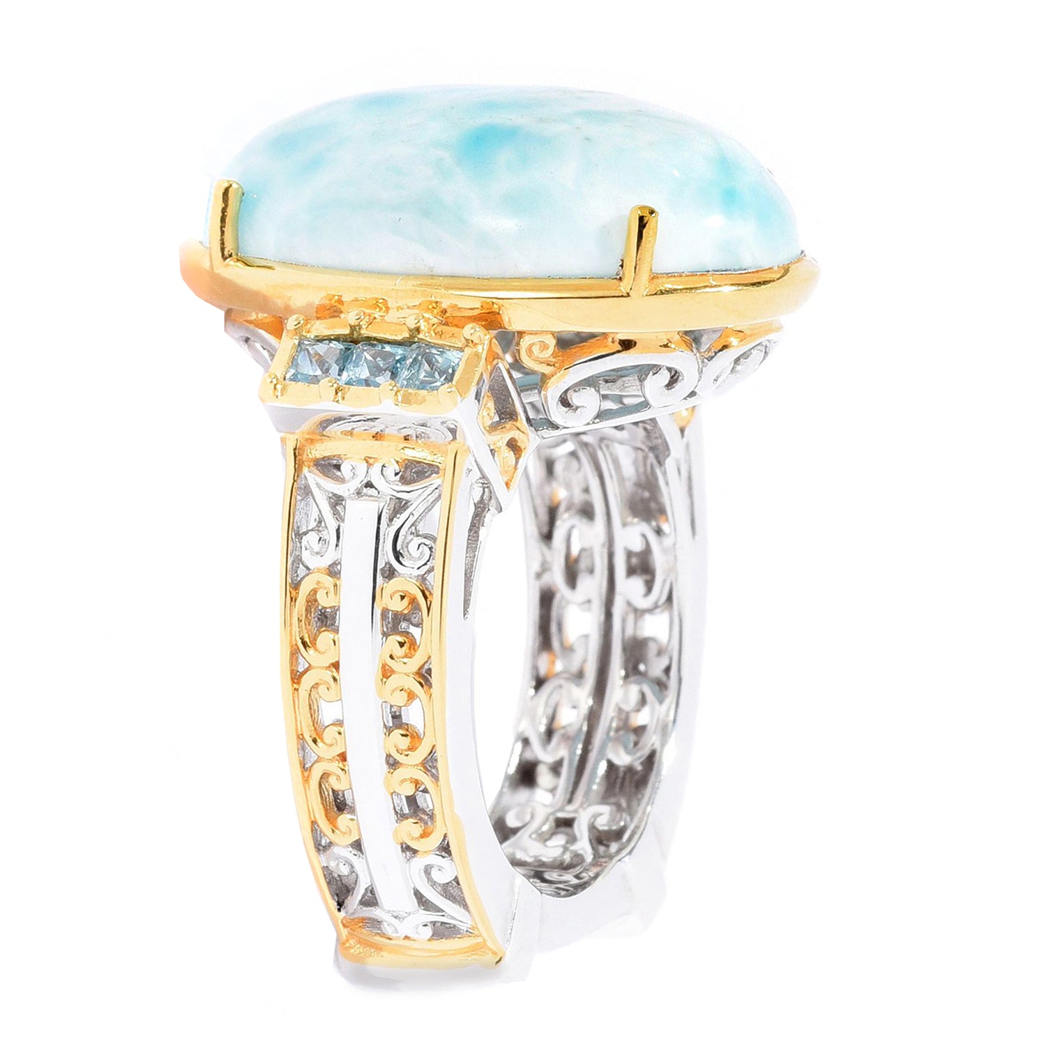 Gems en Vogue Larimar & Swiss Blue Topaz Ring