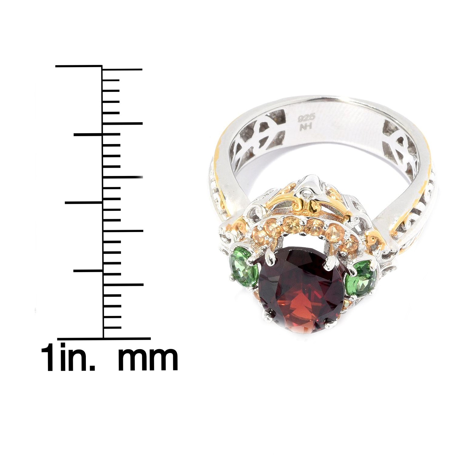 Gems en Vogue 3.60ctw Mozambique Garnet Tsavorite & Spessartite Halo Ring