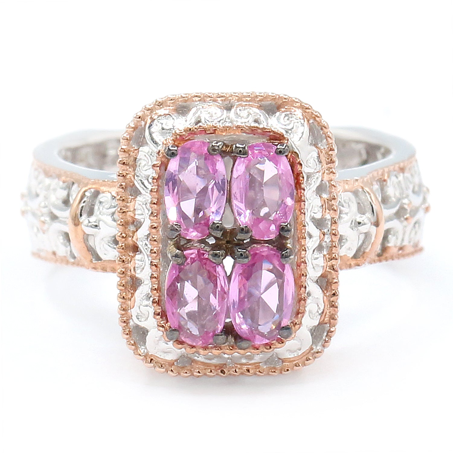 Gems en Vogue 1.80ctw Pastel Pink Sapphire Cluster Ring