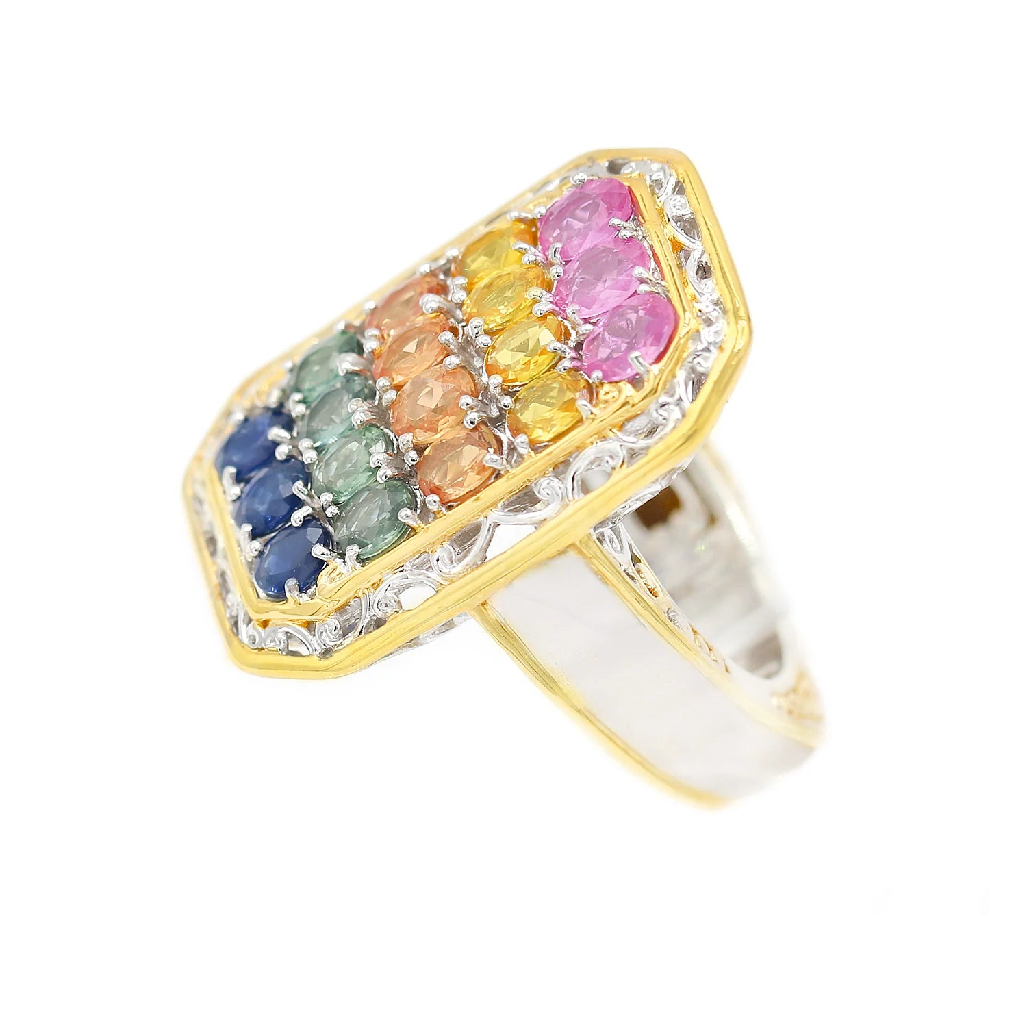 Gems en Vogue 3.56ctw Multi Pastel Sapphire Ring