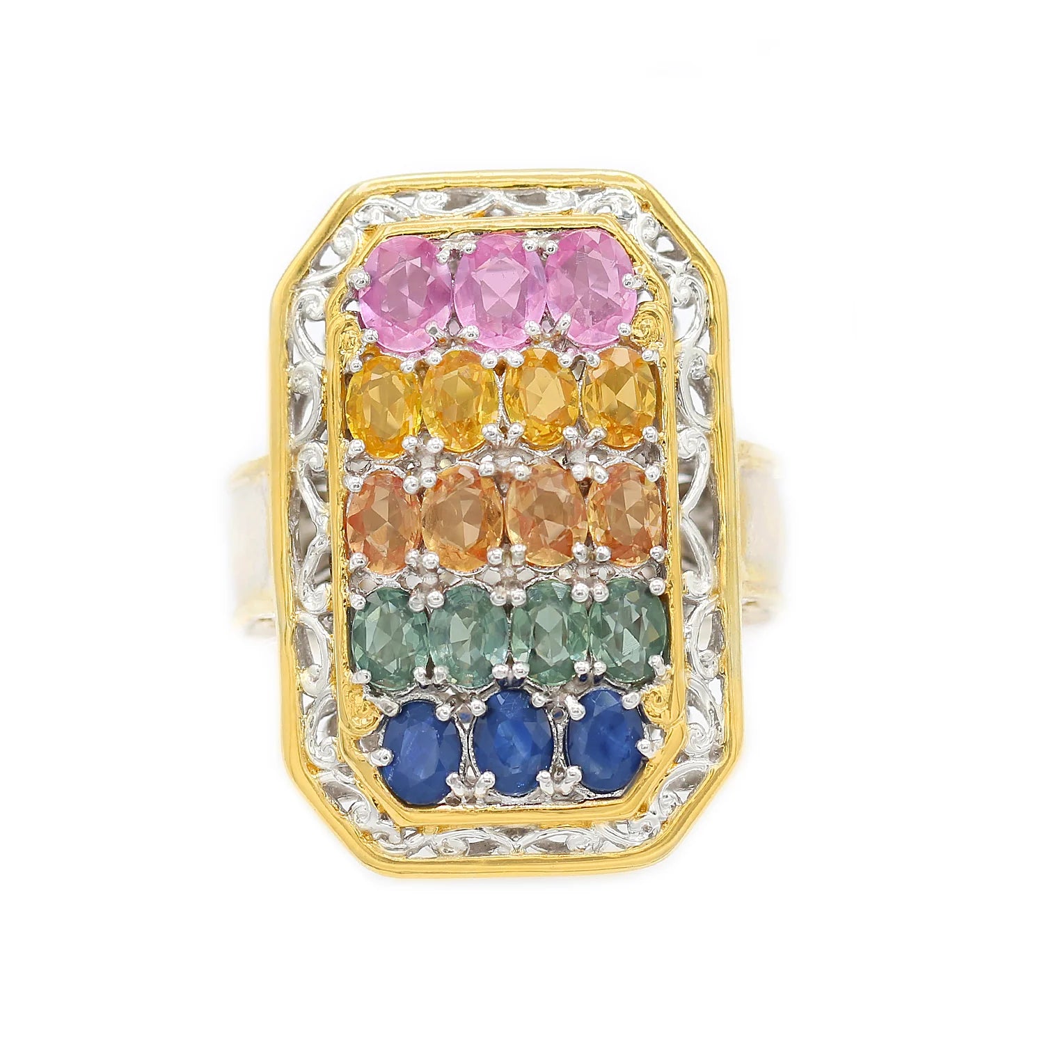 Gems en Vogue 3.56ctw Multi Pastel Sapphire Ring