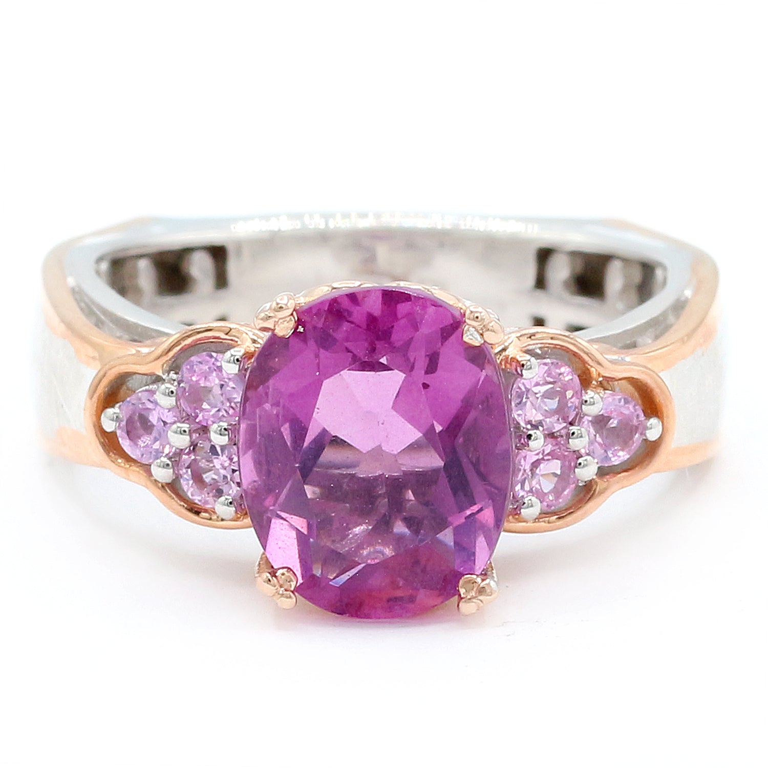 Gems en Vogue 4.85ctw Fuchsia Pink Fluorite & Pink Sapphire Ring