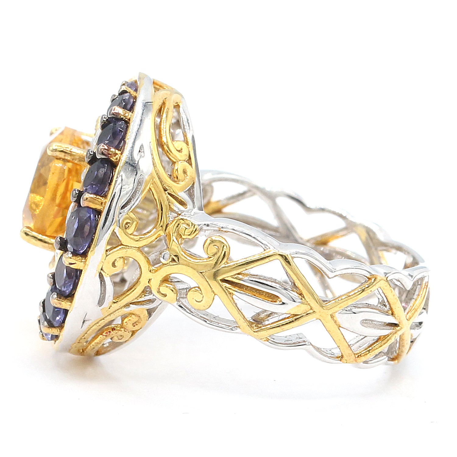 Gems en Vogue 2.57ctw Citrine & Iolite Moon Ring