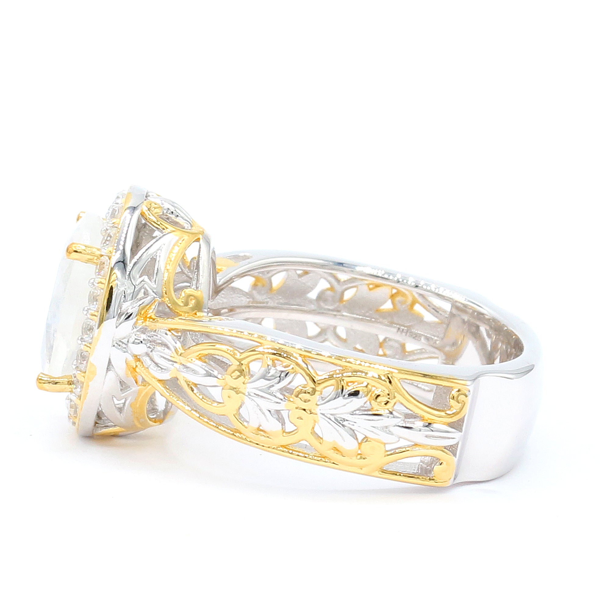 Gems en Vogue 24K Palladium Silver 2.78ctw White Moonstone & White Zircon Ring