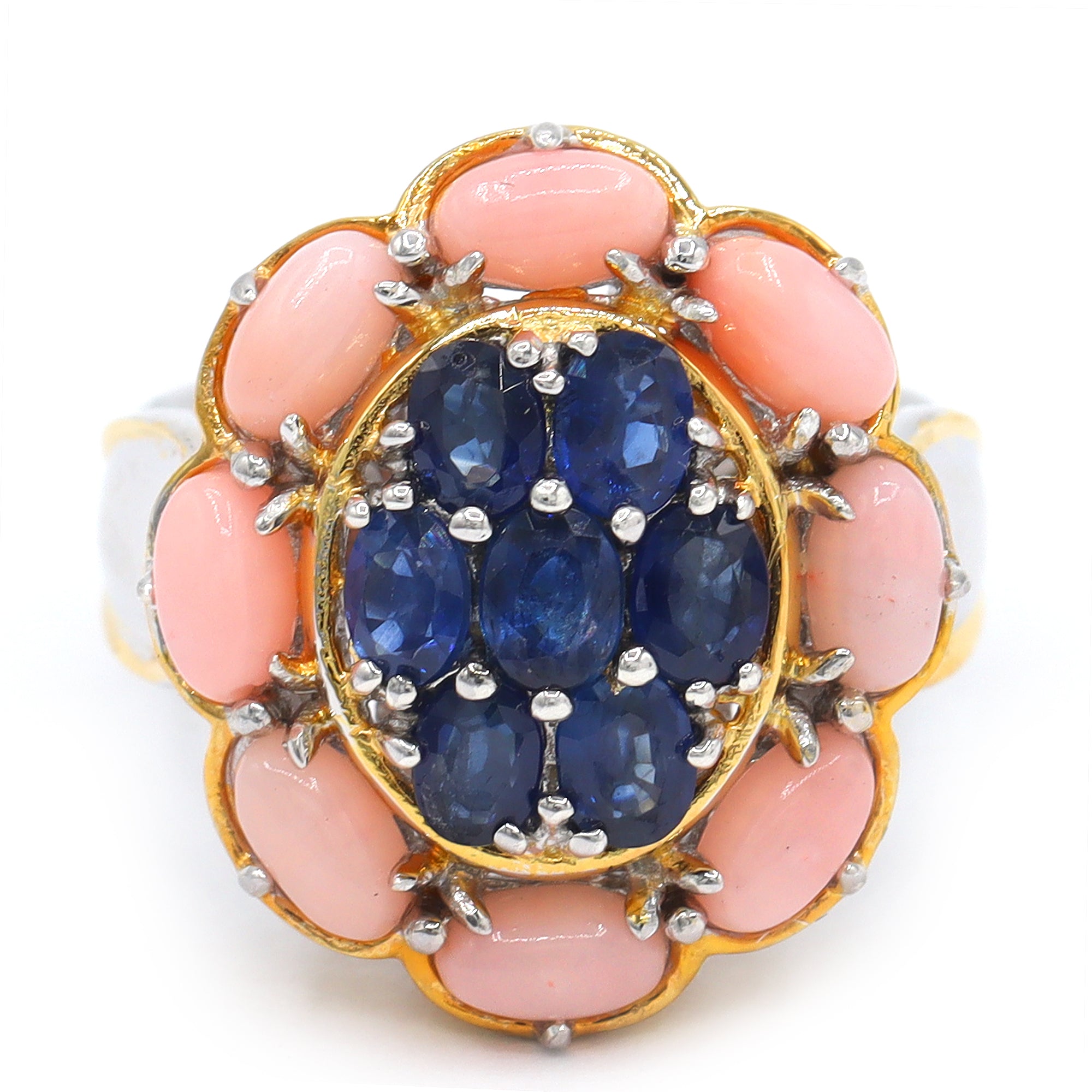 Bague Auréole Saphir Bleu Royal et Turquoise Sleeping Beauty Gems en Vogue