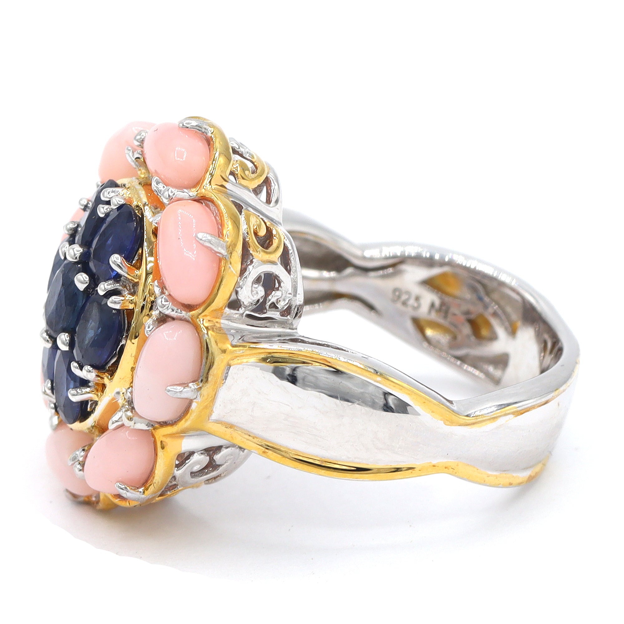 Bague Auréole Saphir Bleu Royal et Turquoise Sleeping Beauty Gems en Vogue