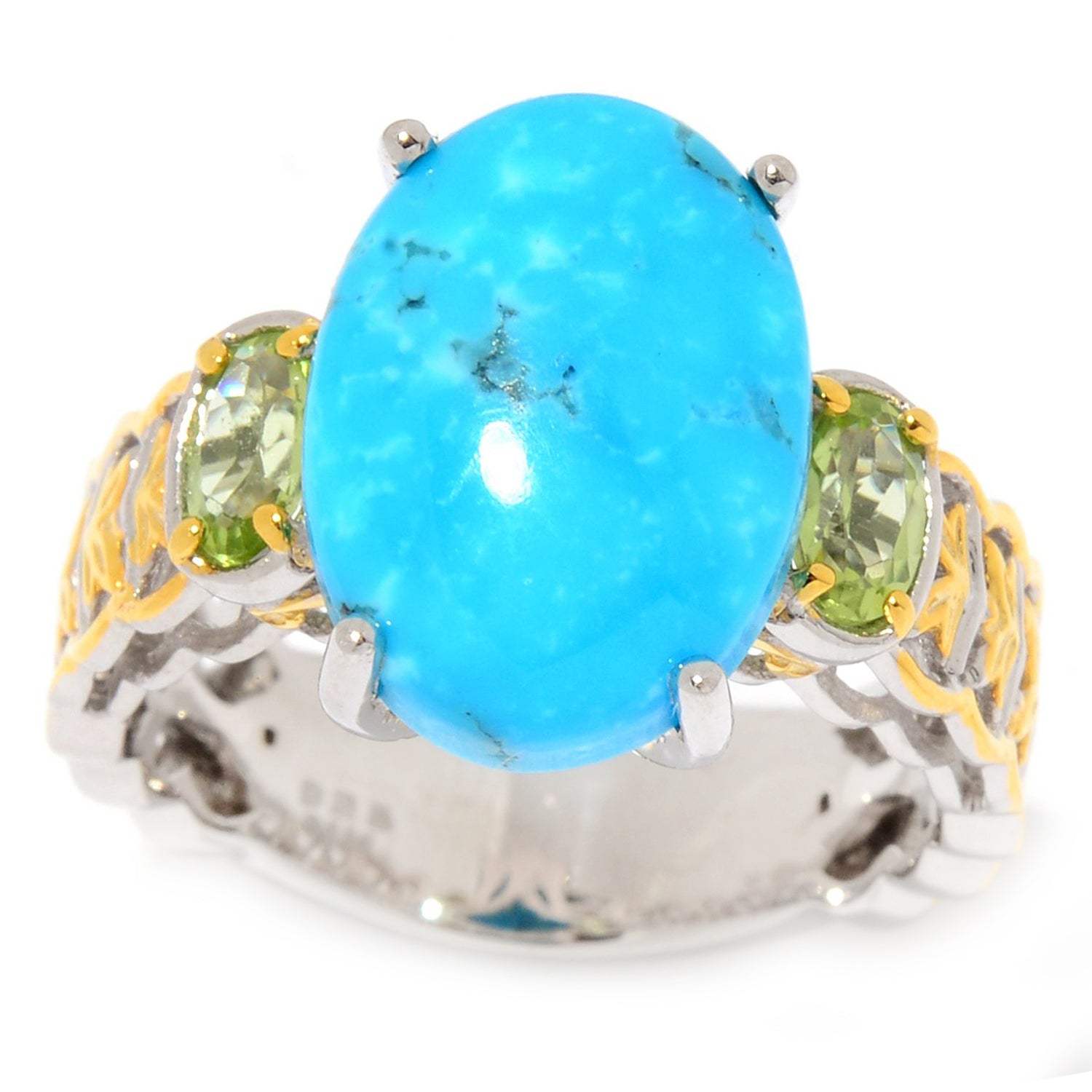 Gems en Vogue Kaolin Turquoise & Peridot Ring