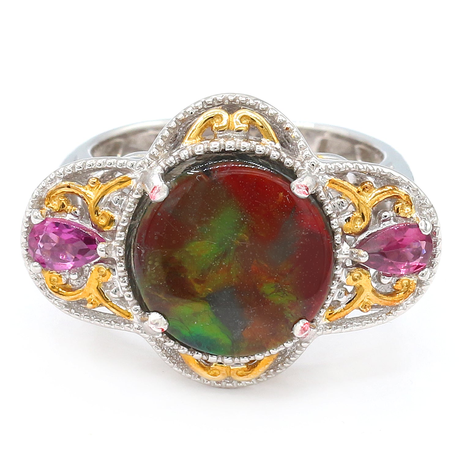 Gems en Vogue One-of-a-Kind Ammolite & Rhodolite Garnet Ring