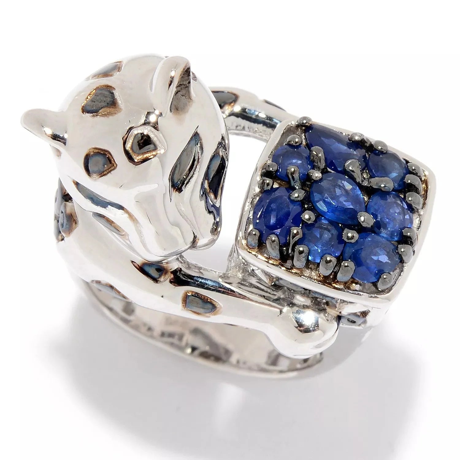 Gems en Vogue 1.36ctw Royal Blue Sapphire Panther Ring