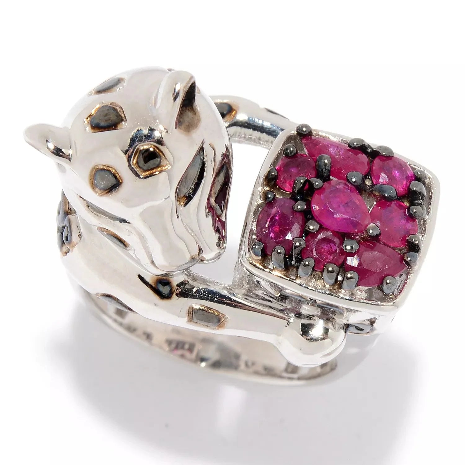 Gems en Vogue 1.04ctw Mozambique Ruby Panther Ring