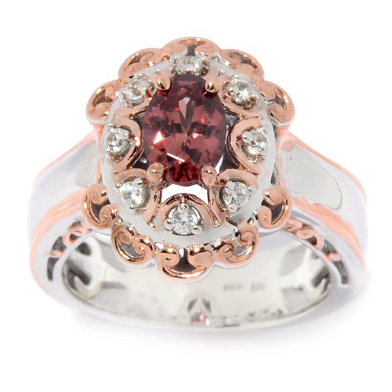 Gems en Vogue 1.39ctw Champagne Zircon & White Zircon Ring