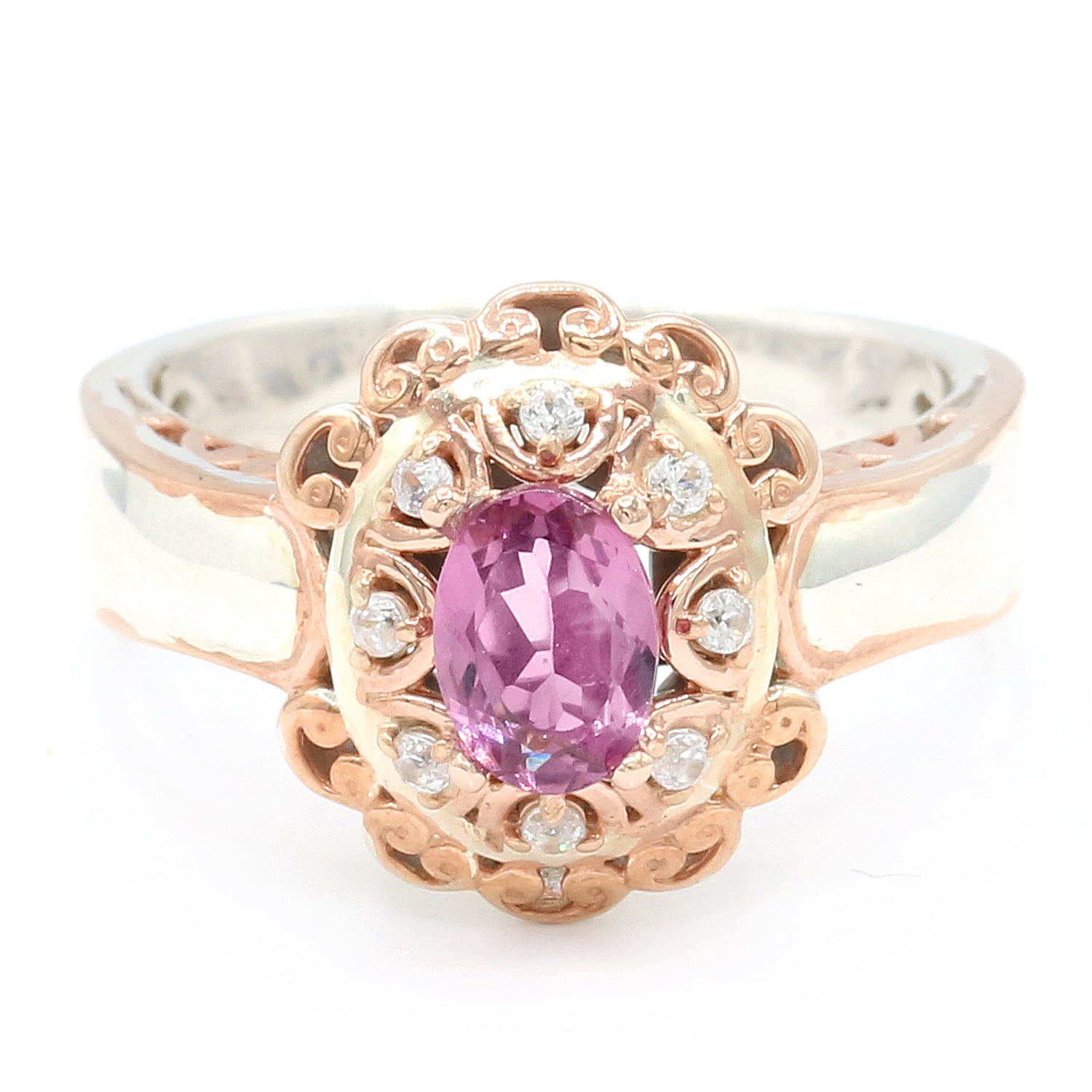 Gems en Vogue 1.10ctw Purple Spinel & White Zircon Ring