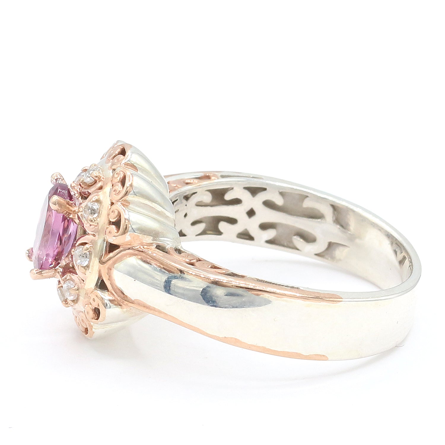 Gems en Vogue 1.10ctw Purple Spinel & White Zircon Ring