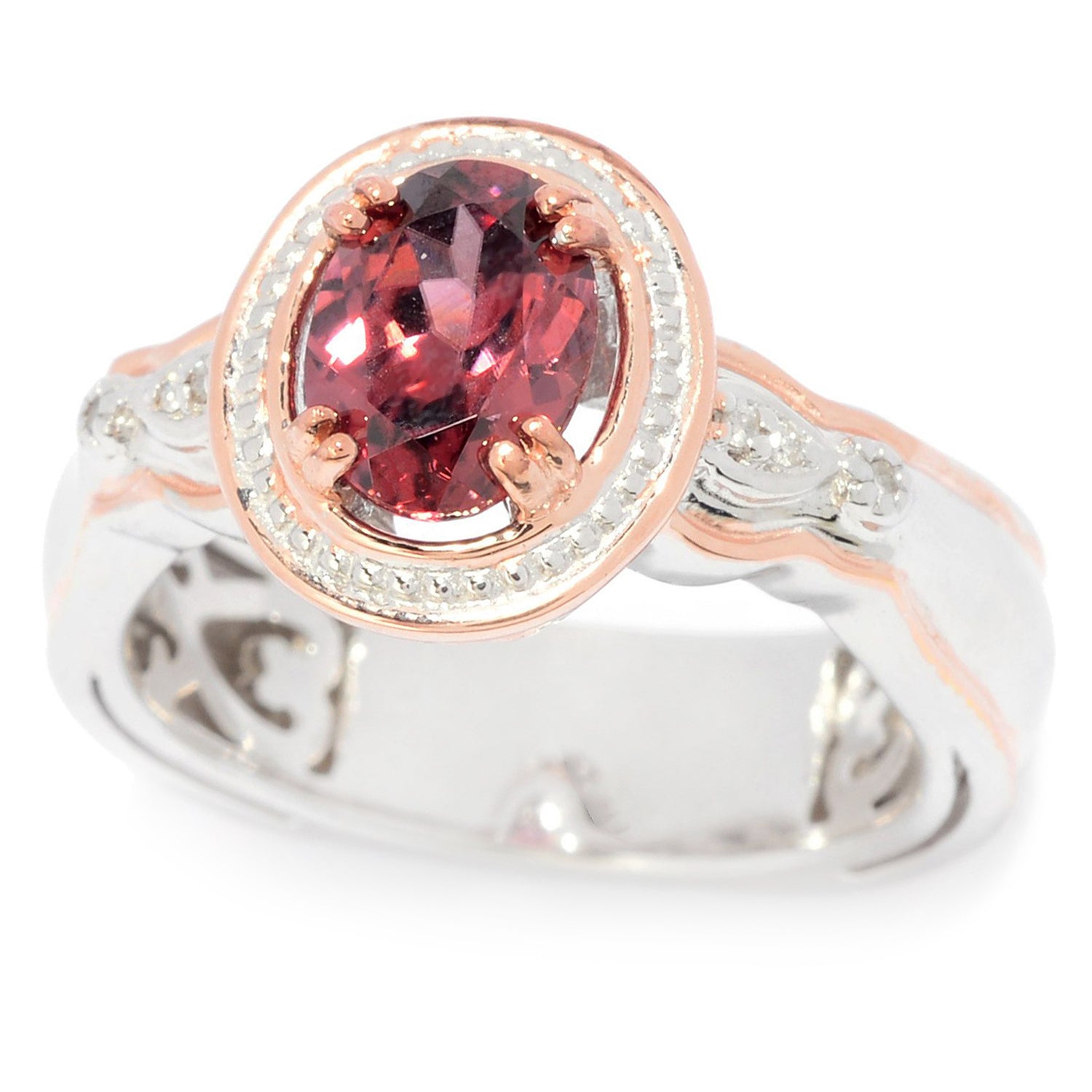 Gems en Vogue 2.02ctw Rose Zircon & Diamond Ring