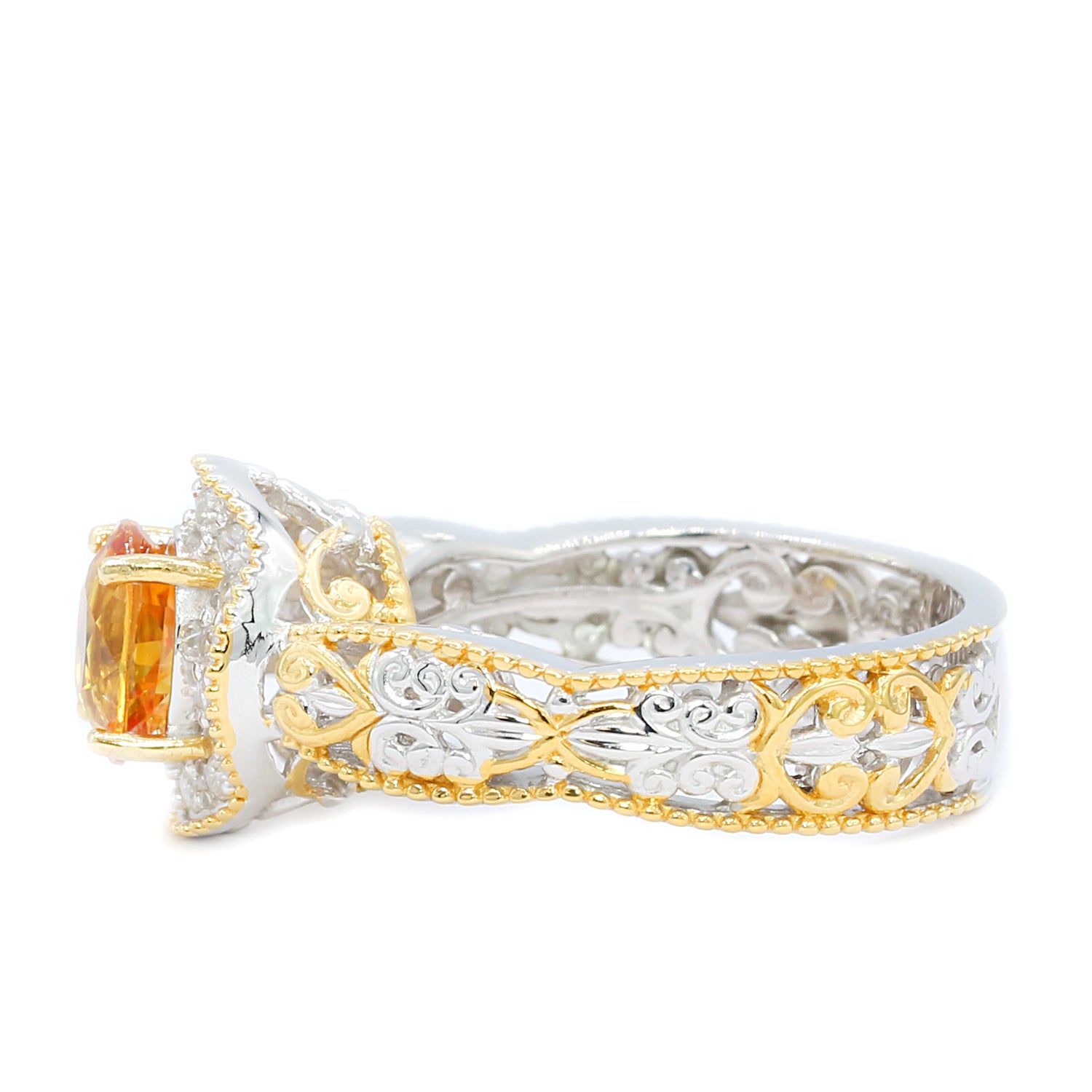 Bague sertie de saphir jaune et zircon blanc (total 1,85 ct) Gems en Vogue