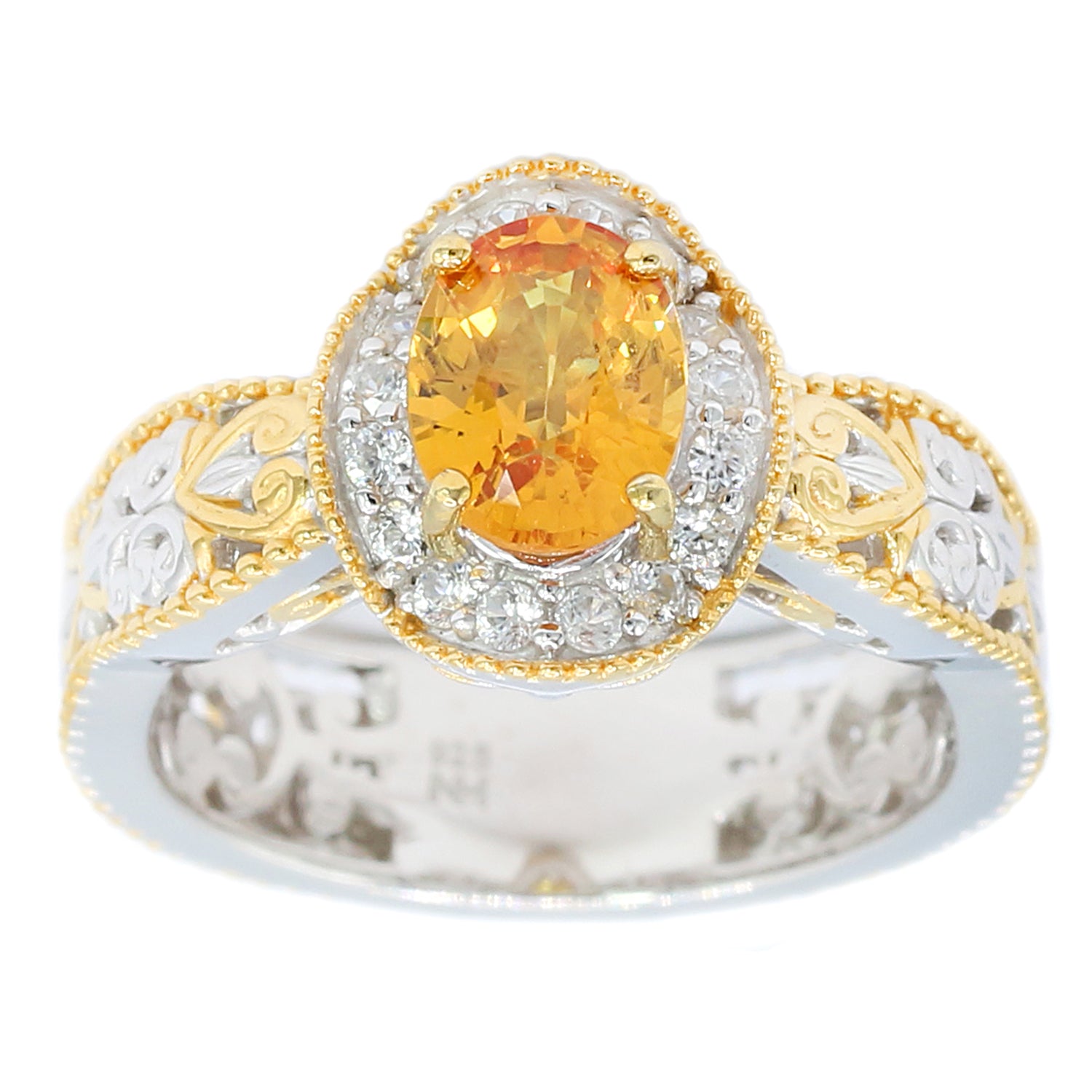 Bague sertie de saphir jaune et zircon blanc (total 1,85 ct) Gems en Vogue