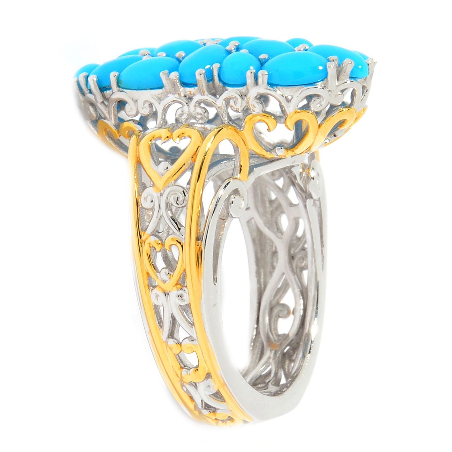 Gems en Vogue Multi Shape Sleeping Beauty Turquoise Cluster Ring