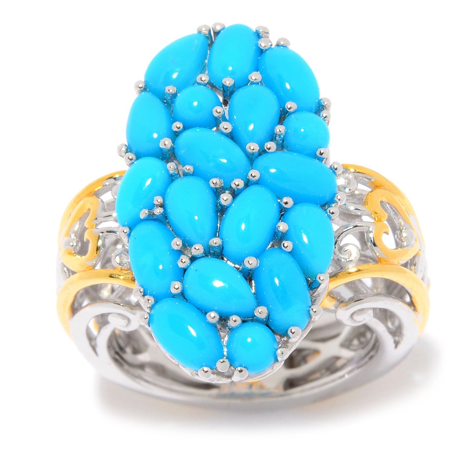 Gems en Vogue Multi Shape Sleeping Beauty Turquoise Cluster Ring