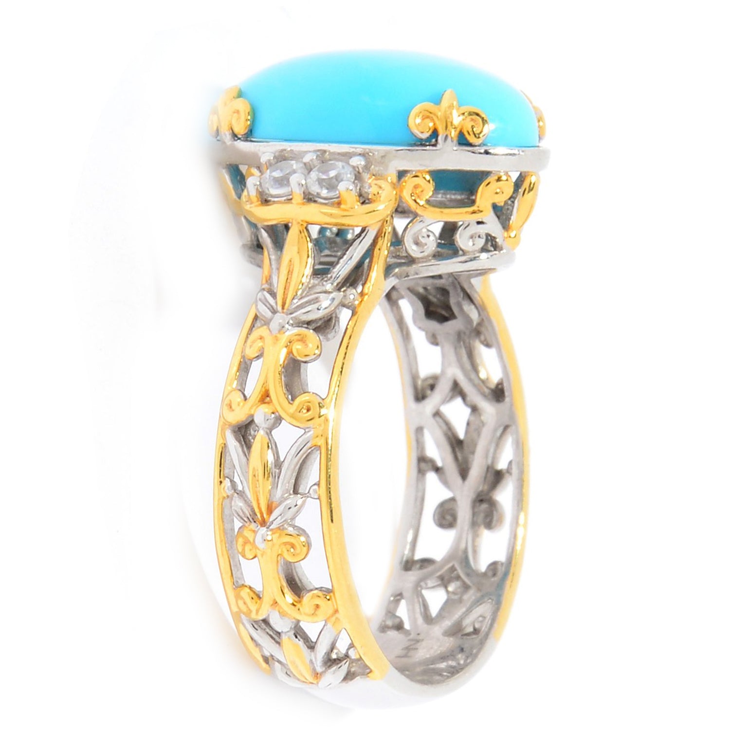 Gems en Vogue Sleeping Beauty Turquoise & White Zircon Ring