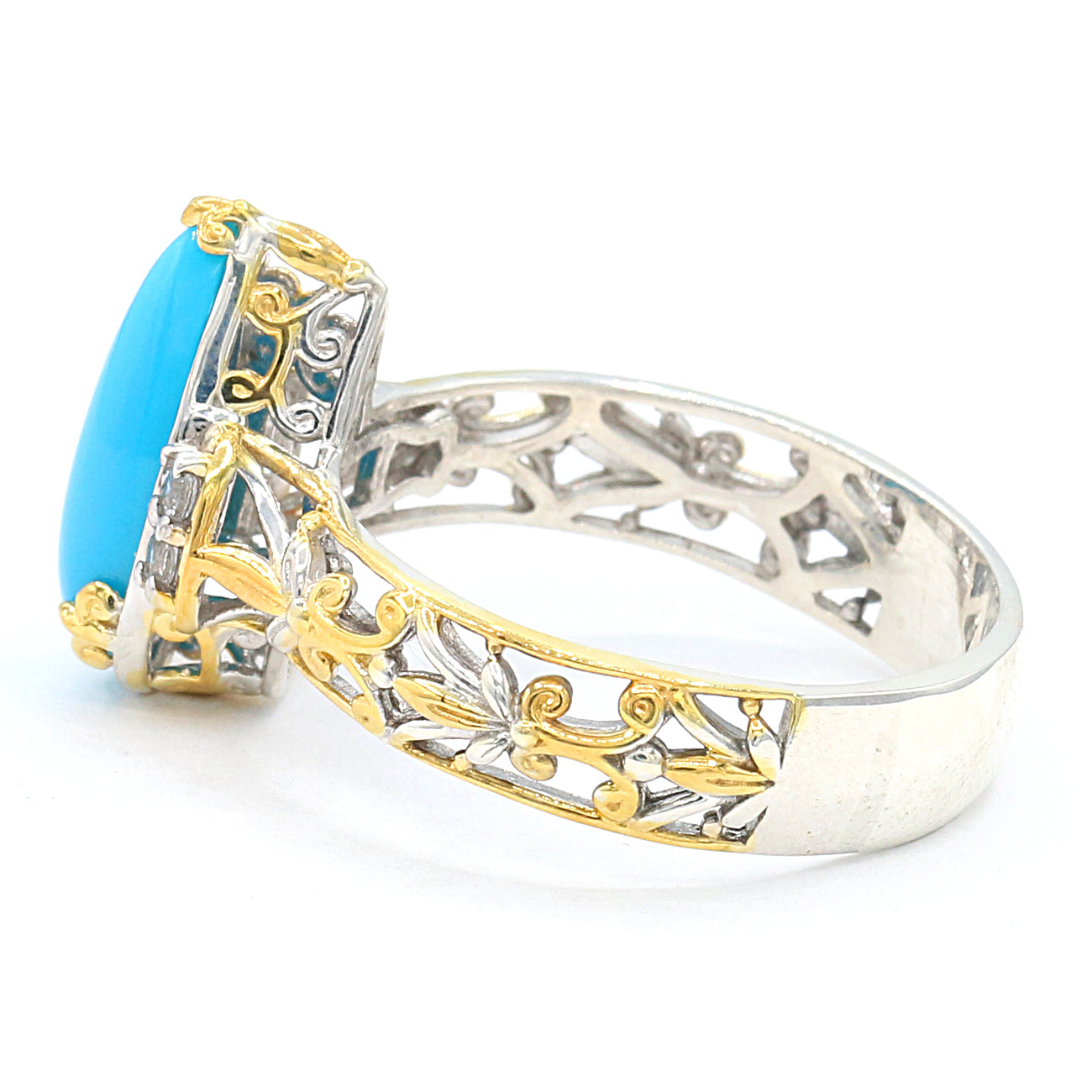 Gems en Vogue Pearshaped Sleeping Beauty Turquoise & White Zircon Ring