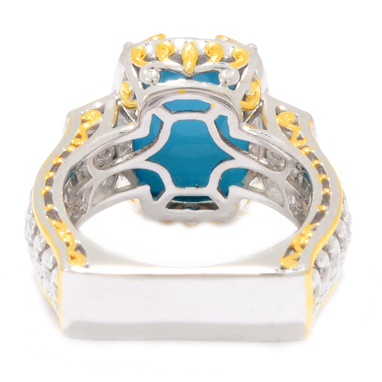 Gems en Vogue Sleeping Beauty Turquoise & White Zircon Ring