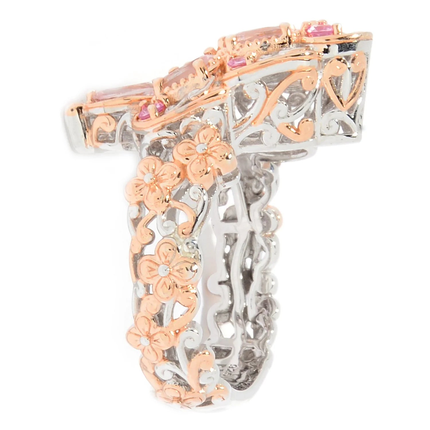 Gems en Vogue 1.19ctw Morganite & Pink Sapphire Butterfly Ring