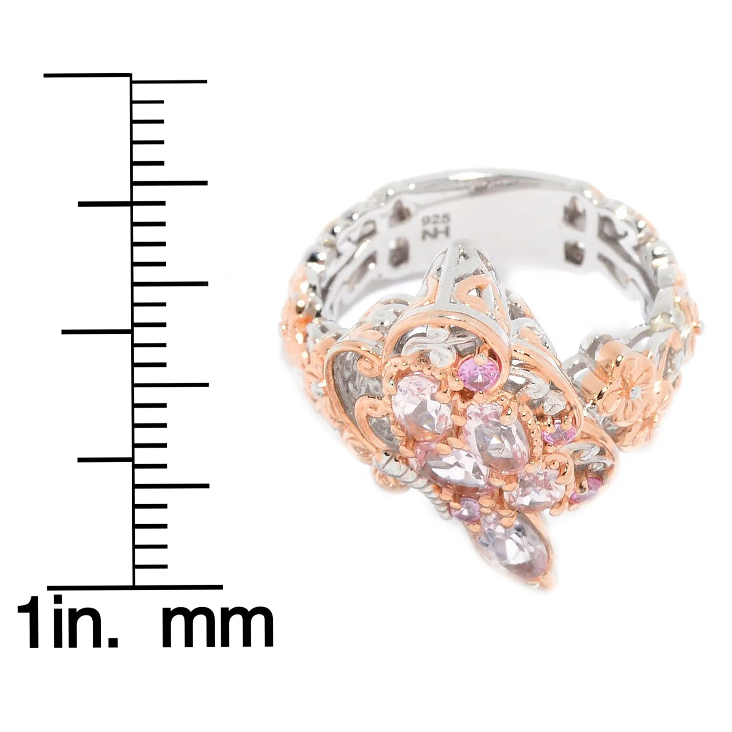 Gems en Vogue 1.19ctw Morganite & Pink Sapphire Butterfly Ring