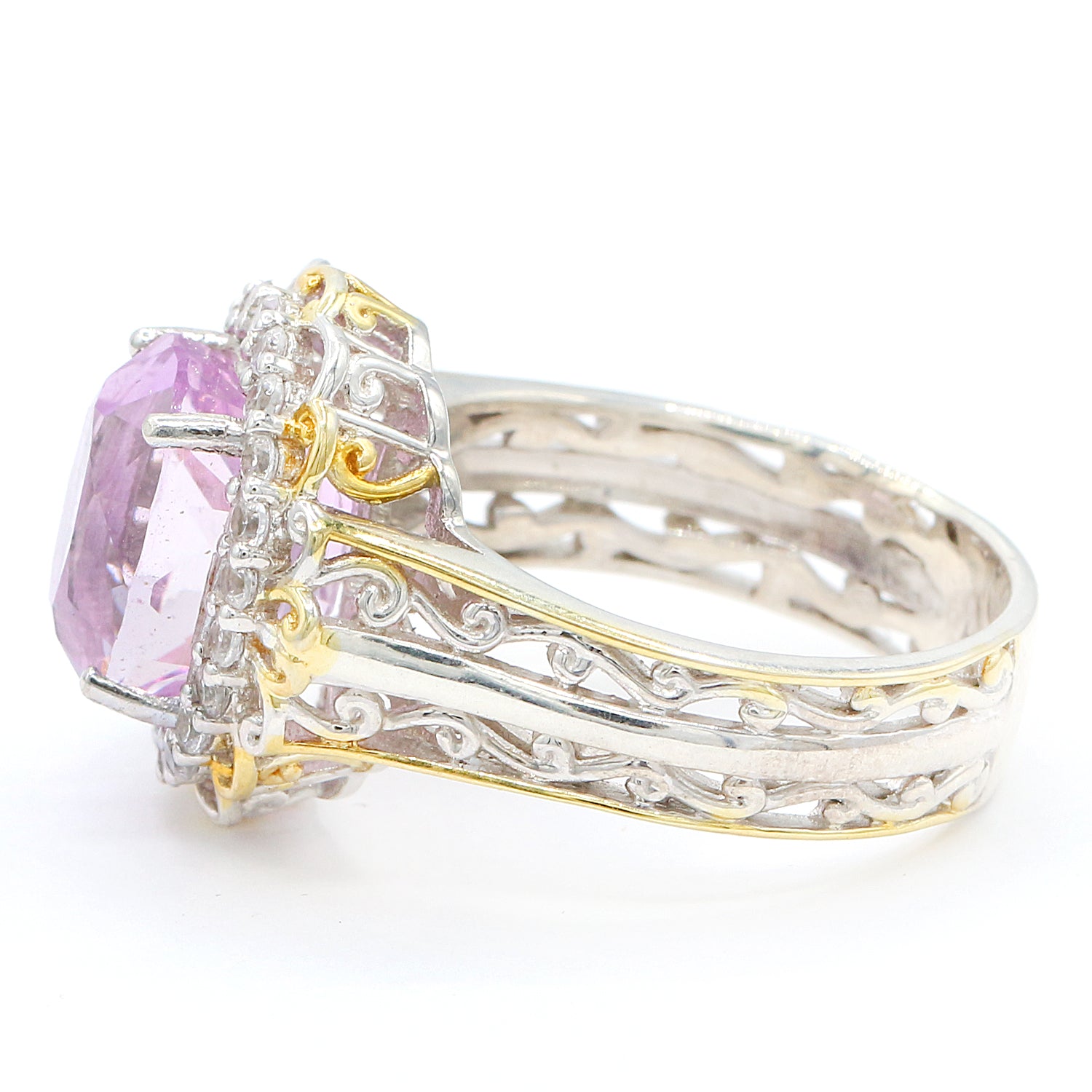 Limited Edition Gems en Vogue One-of-a-kind 8.07ctw Kunzite & White Zircon Halo Ring
