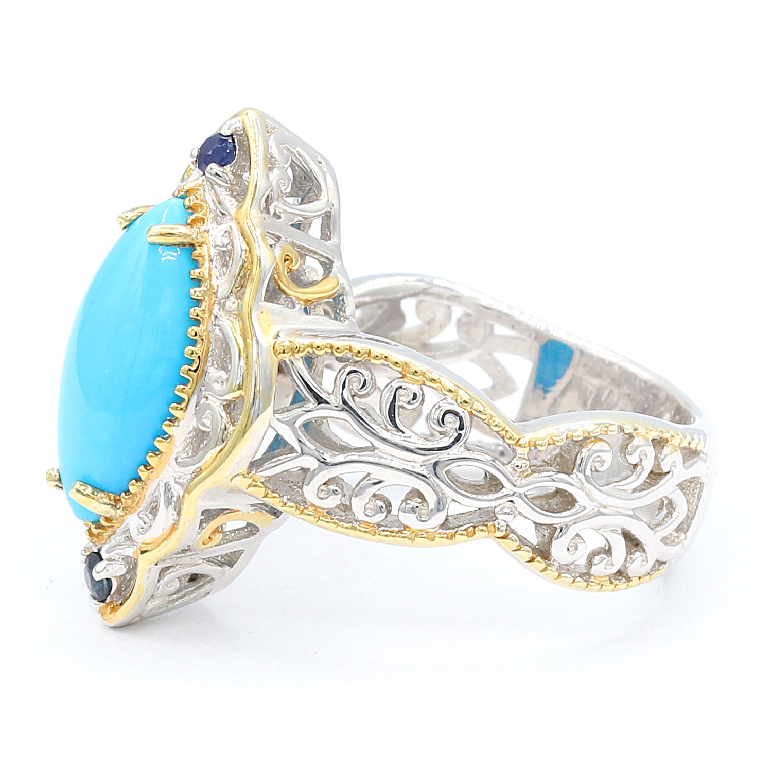 Gems en Vogue Marquise Kaolin Turquoise & Emerald Ring