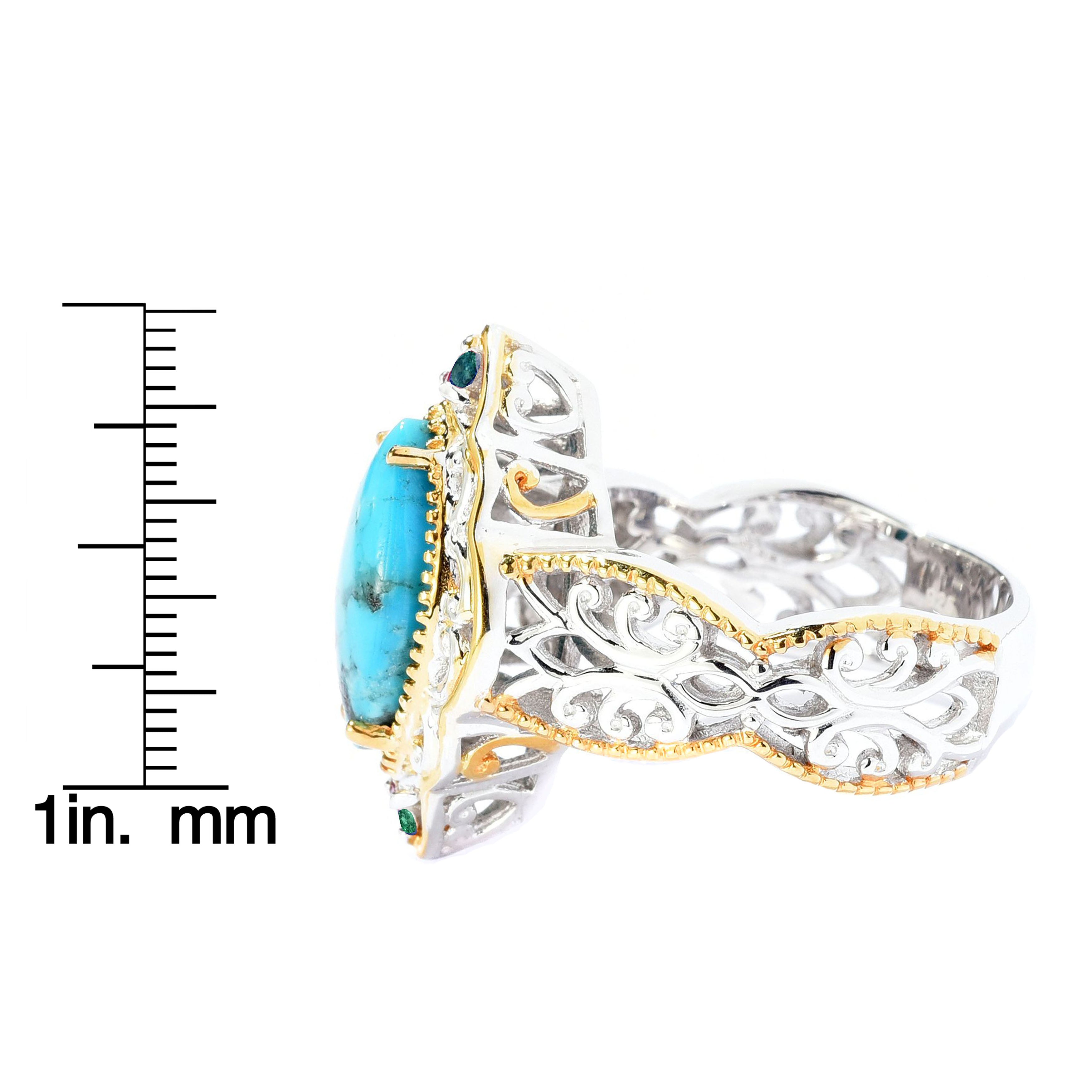 Gems en Vogue 3.48ctw Marquise Paraiba Topaz & Emerald Ring