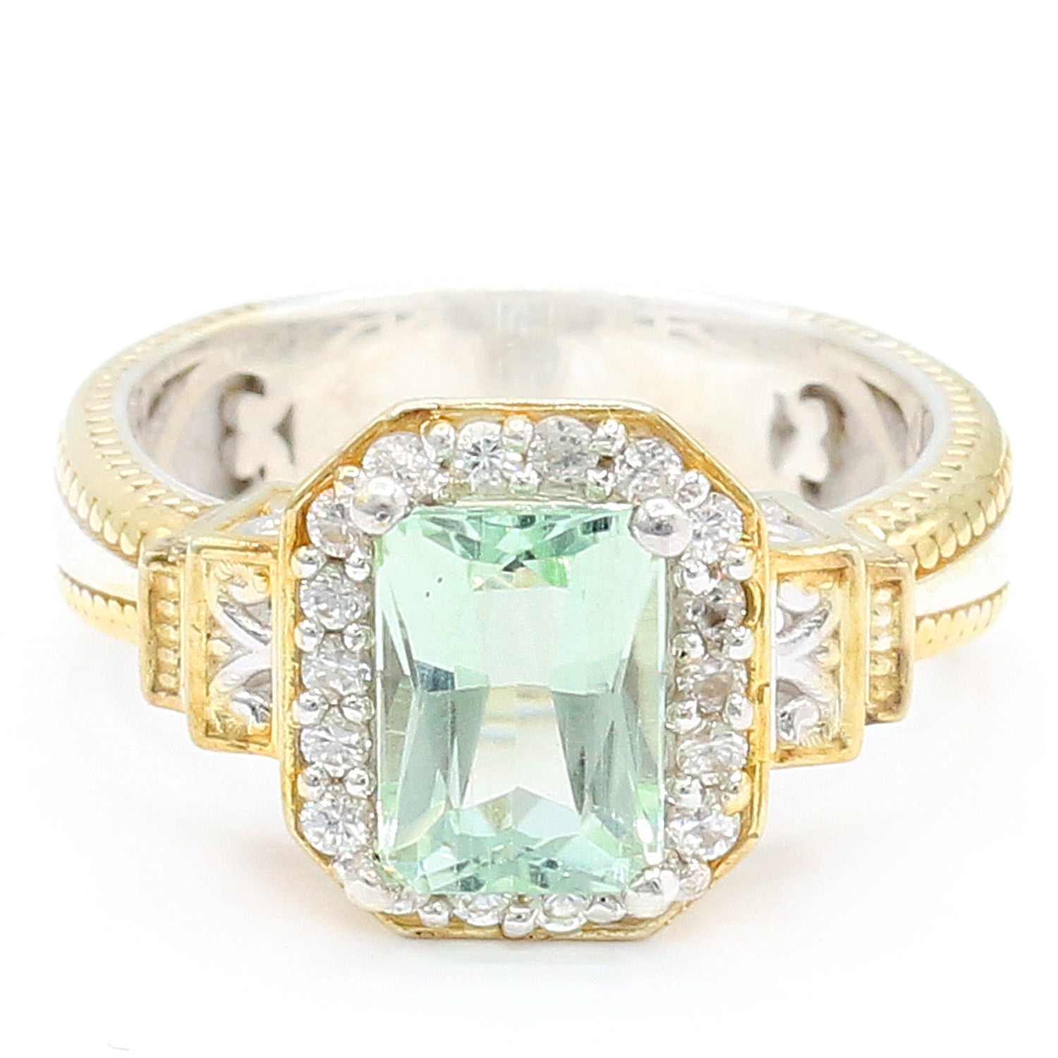 Gems en Vogue 2.46ctw Amblygonite & White Zircon Halo Ring