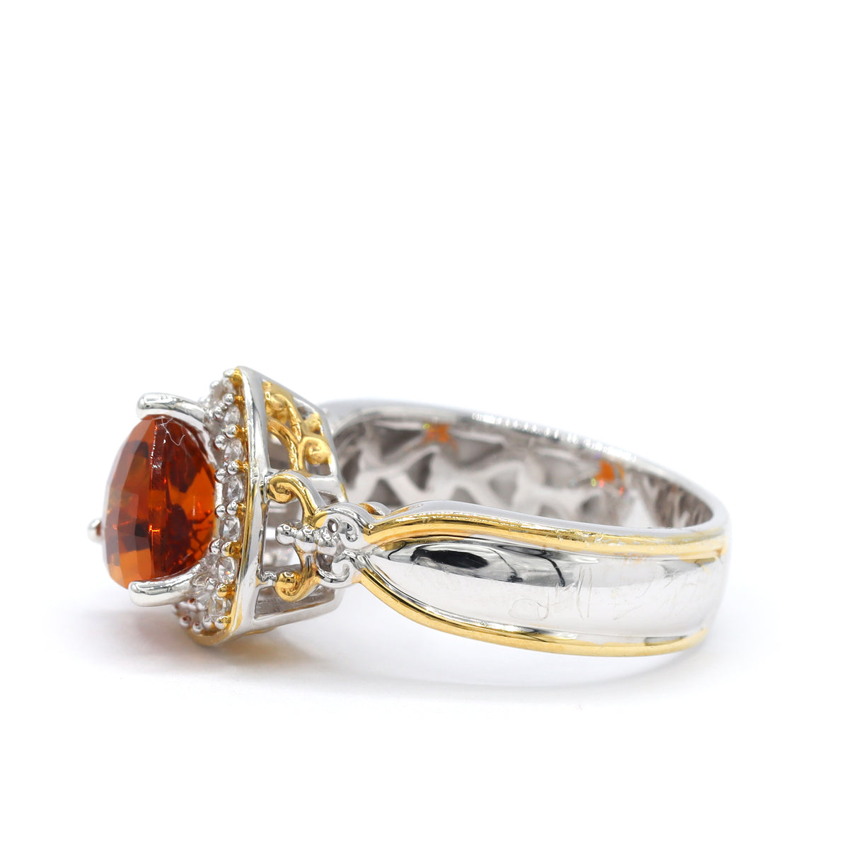 Gems en Vogue One-of-a-Kind 24K Palladium Silver 2.09ctw Madeira Citrine & White Zircon Halo Ring