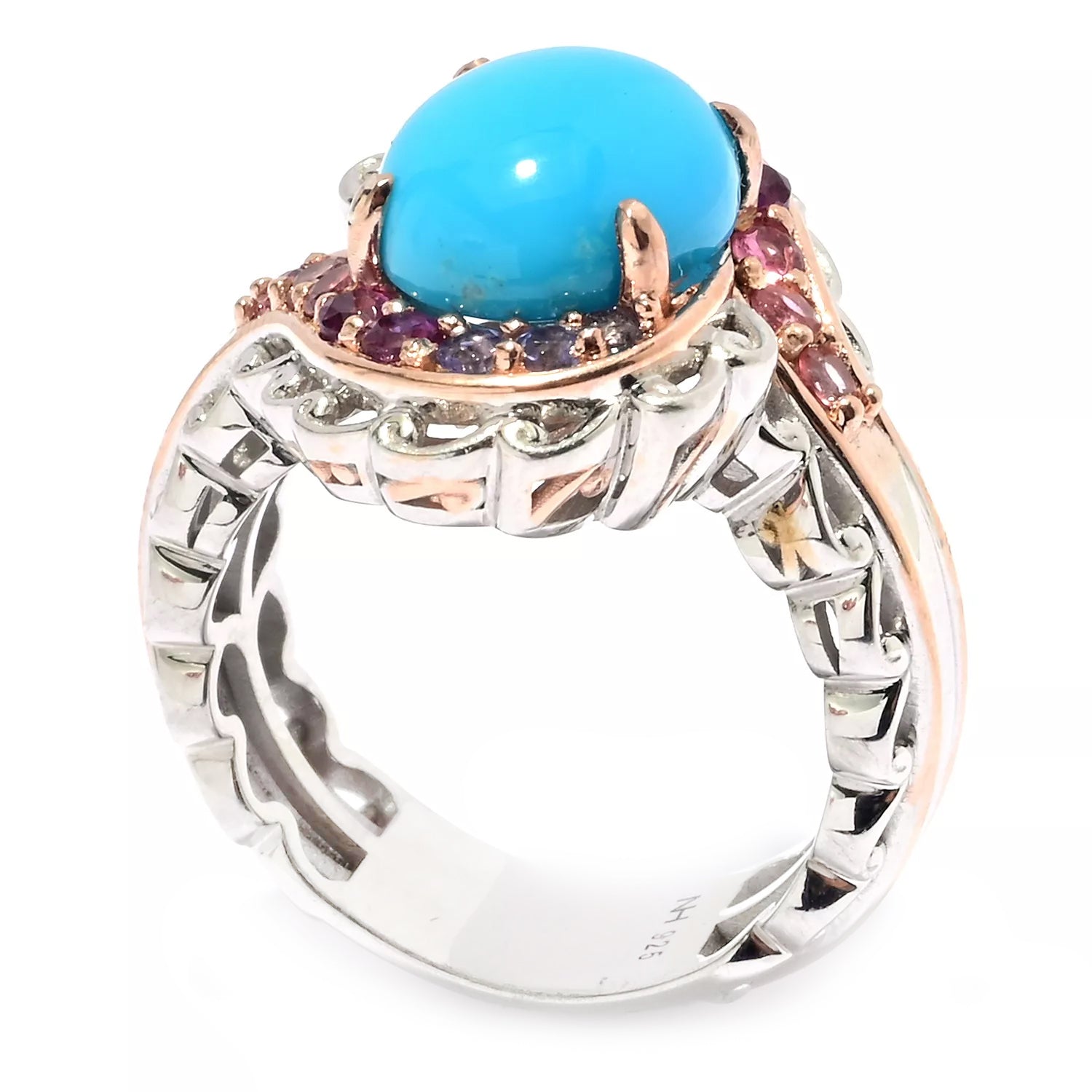 Gems en Vogue Sleeping Beauty Turquoise & Multi Gemstone Bypass Ring