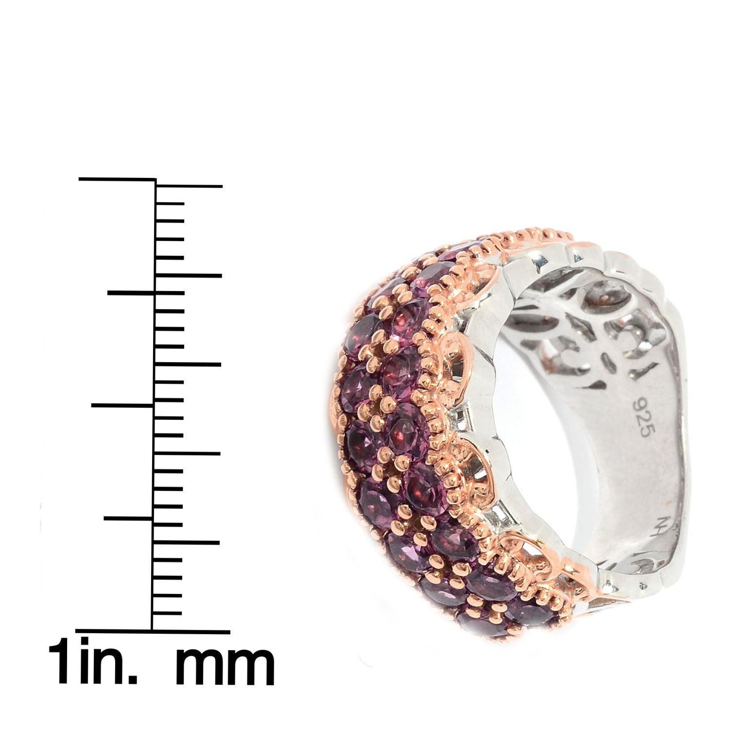 Gems en Vogue 2.42ctw Rose Garnet Double Row Ring