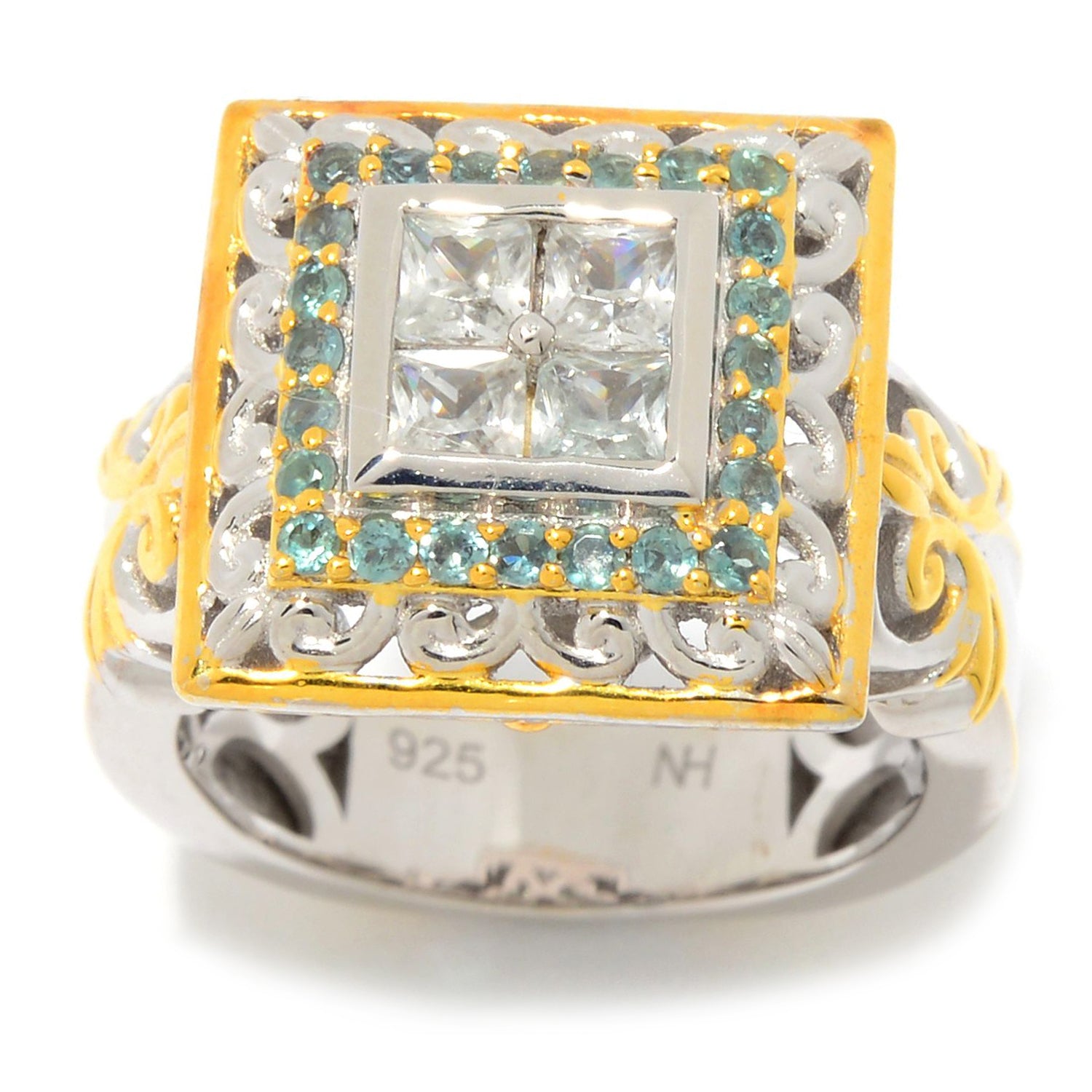 Gems en Vogue 1.02ctw White Zircon & Alexandrite Ring