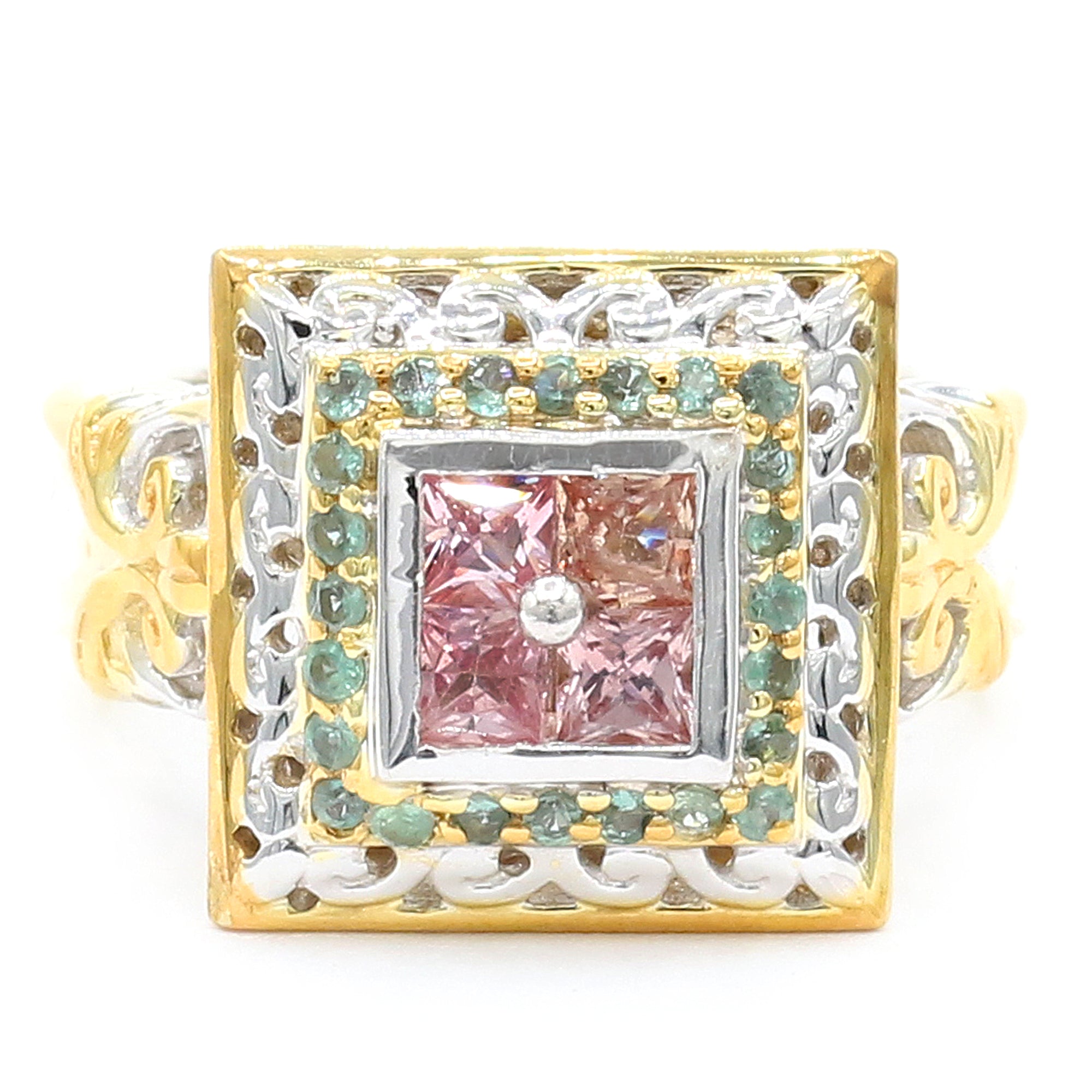 Gems en Vogue One-of-a-Kind 24K Palladium Silver 1.30ctw Padparadscha Sapphire & Alexandrite Ring