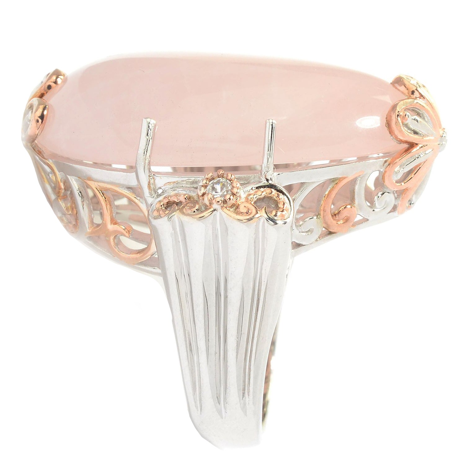 Gems en Vogue Pear Rose Quartz & White Zircon Ring