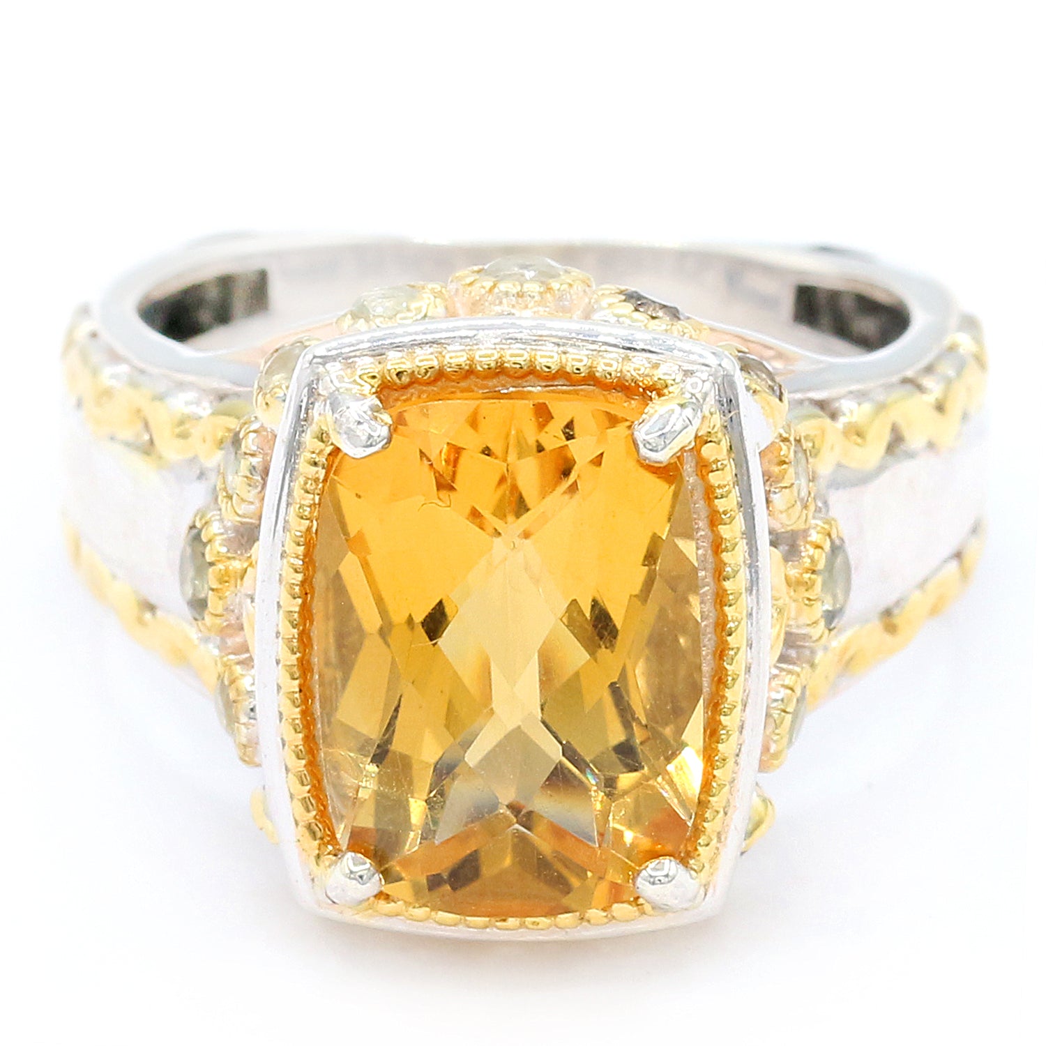 Gems en Vogue 9.29ctw Citrine & White Zircon Ring