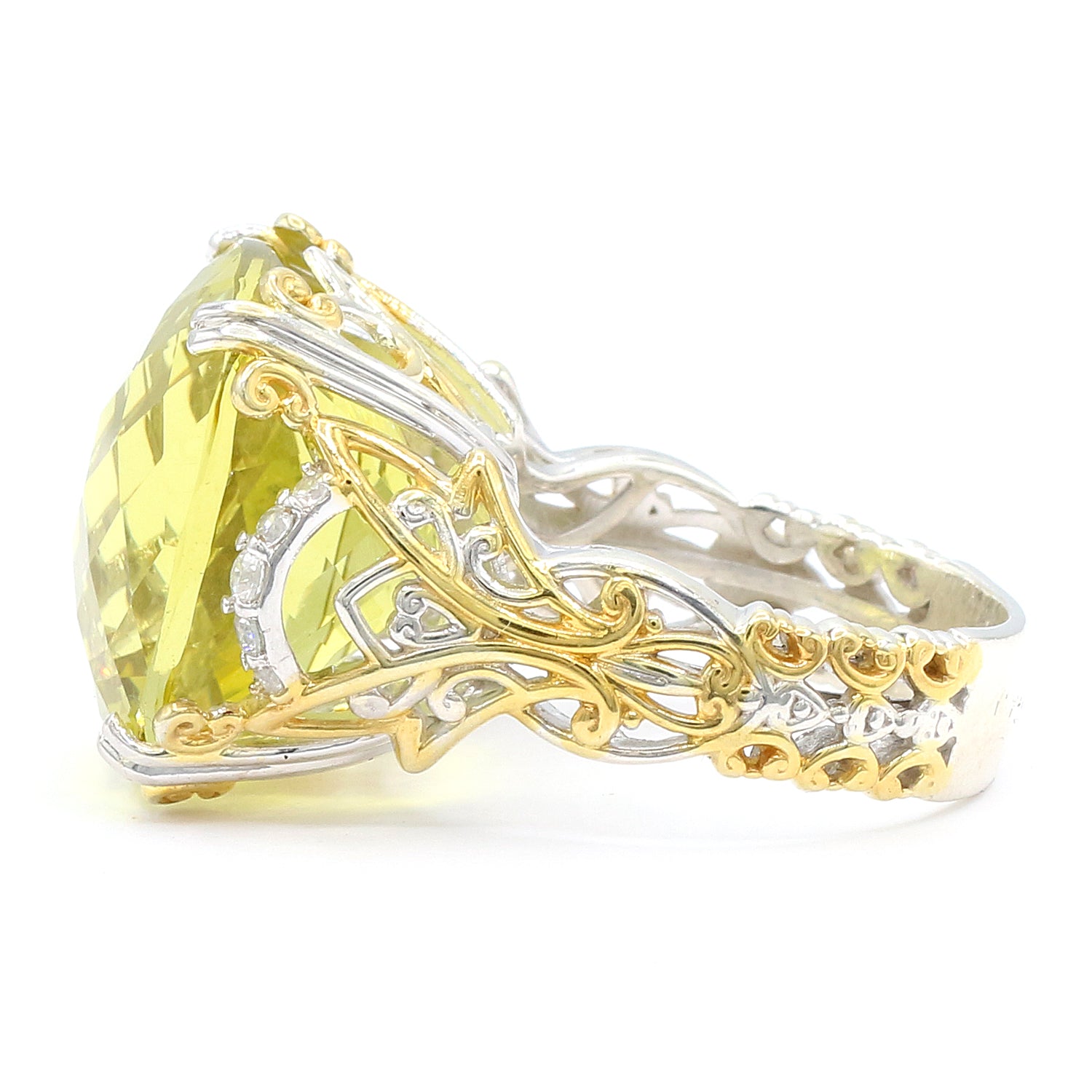 Gems en Vogue 18.90ctw Ouro Verde & White Zircon Ring