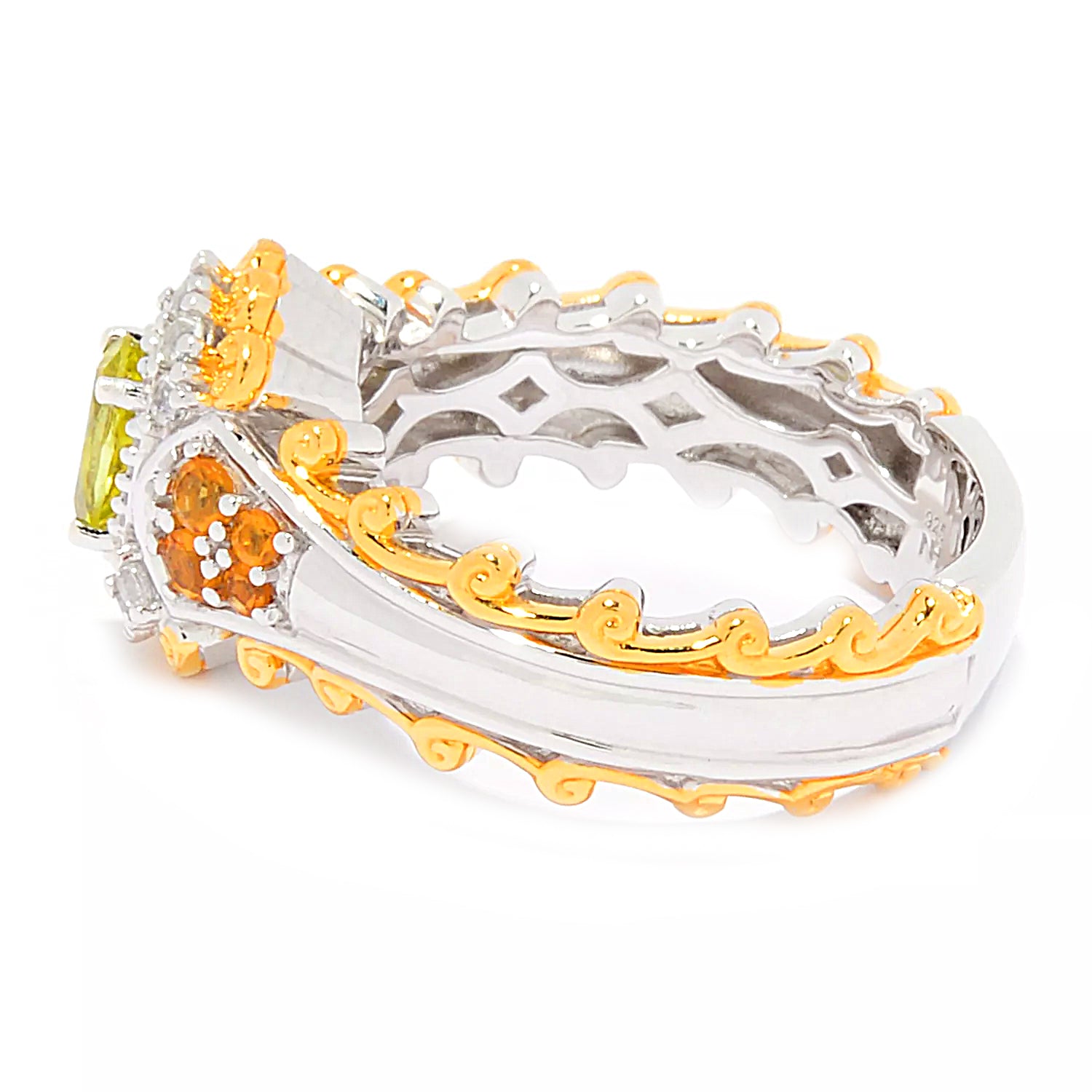 Gems en Vogue 0.90ctw Lemon Tourmaline, Citrine & White Zircon Ring