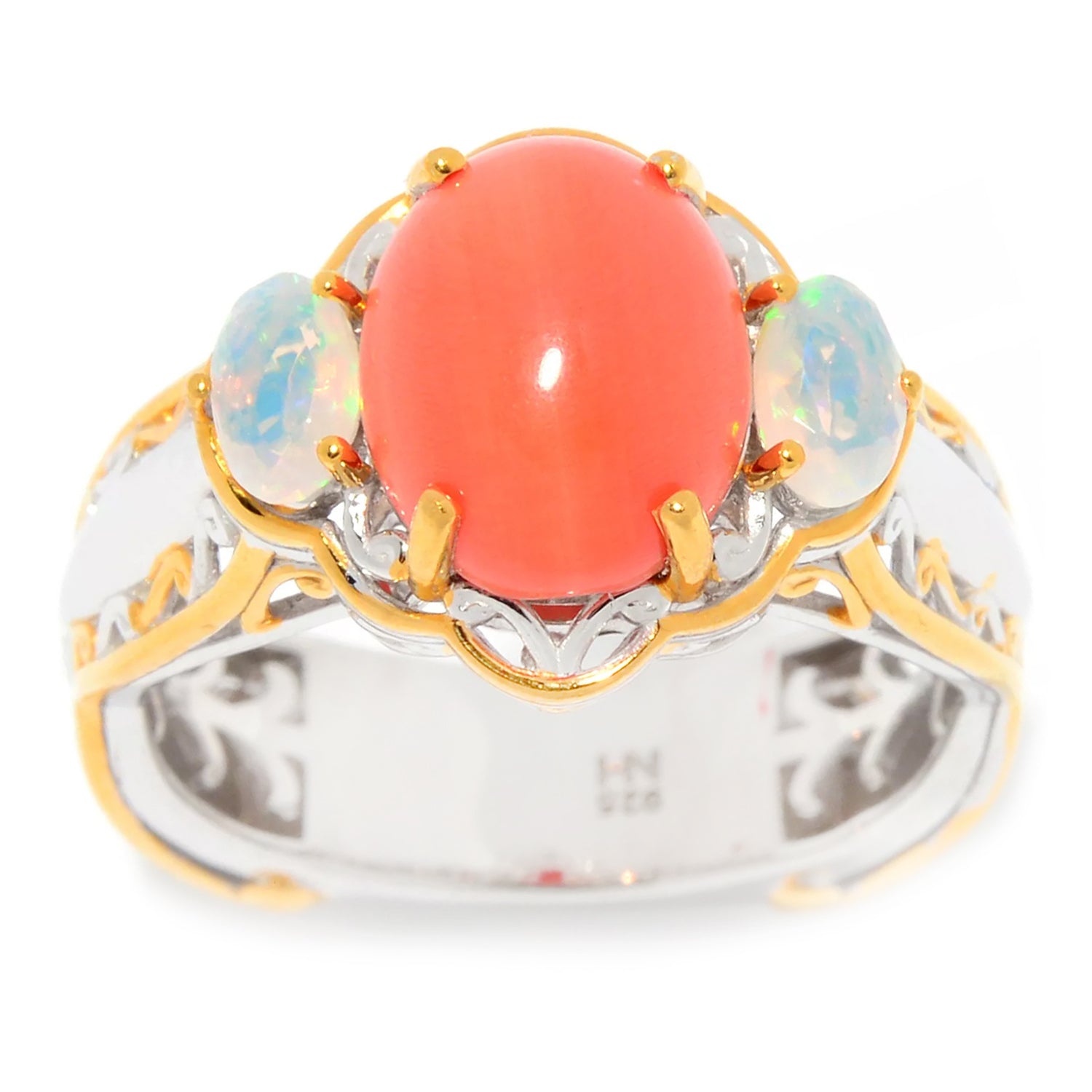 Gems en Vogue Salmon Coral & Ethiopian Opal Ring