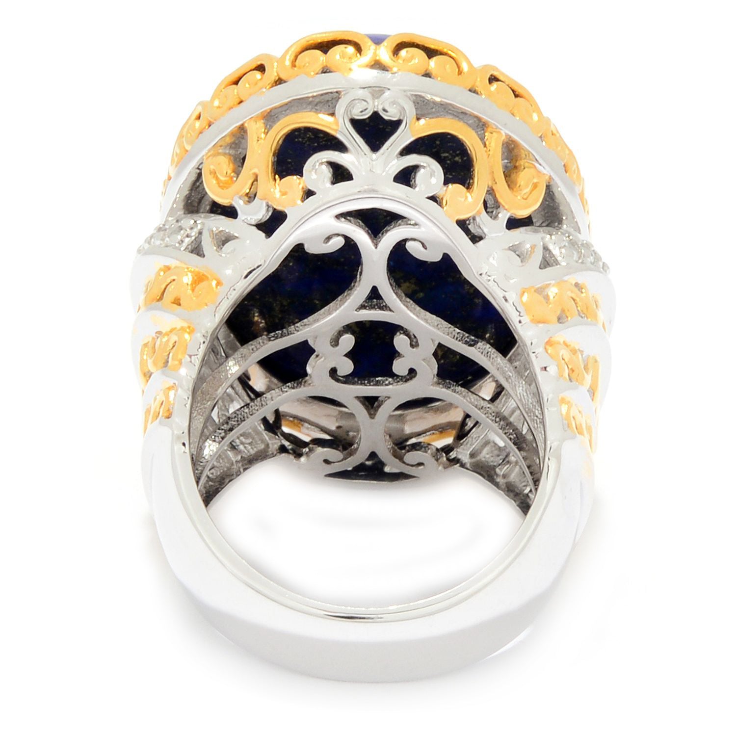 Gems en Vogue Oval Lapis & White Zircon Ring