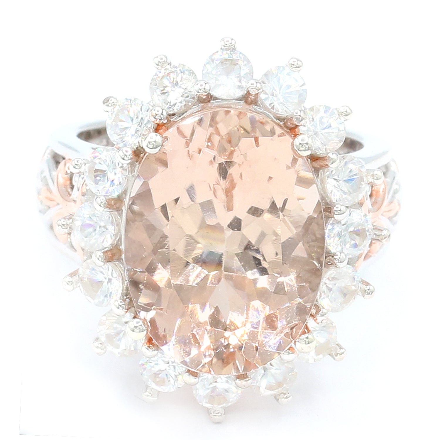 Limited Edition Gems en Vogue 11.24ctw Morganite & White Zircon Ring