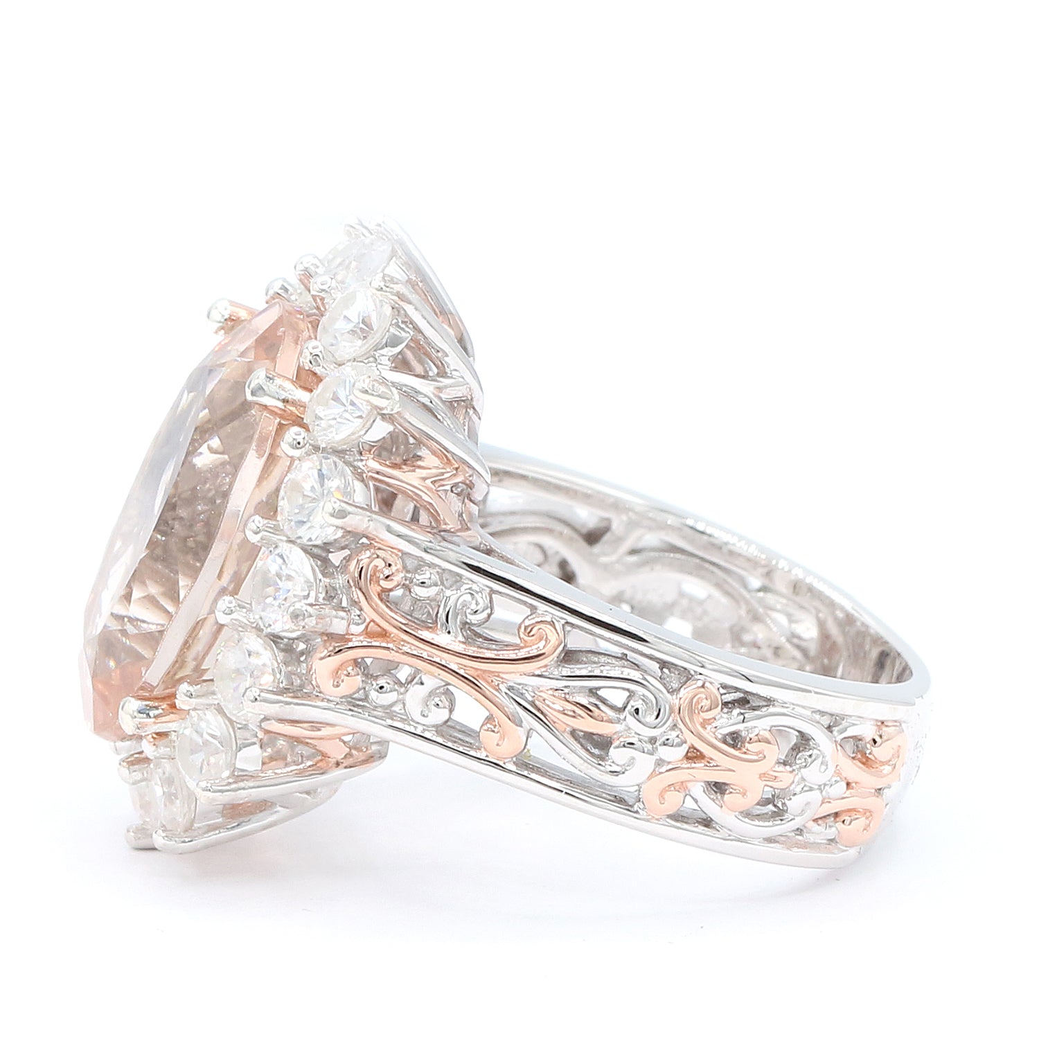 Limited Edition Gems en Vogue 11.24ctw Morganite & White Zircon Ring