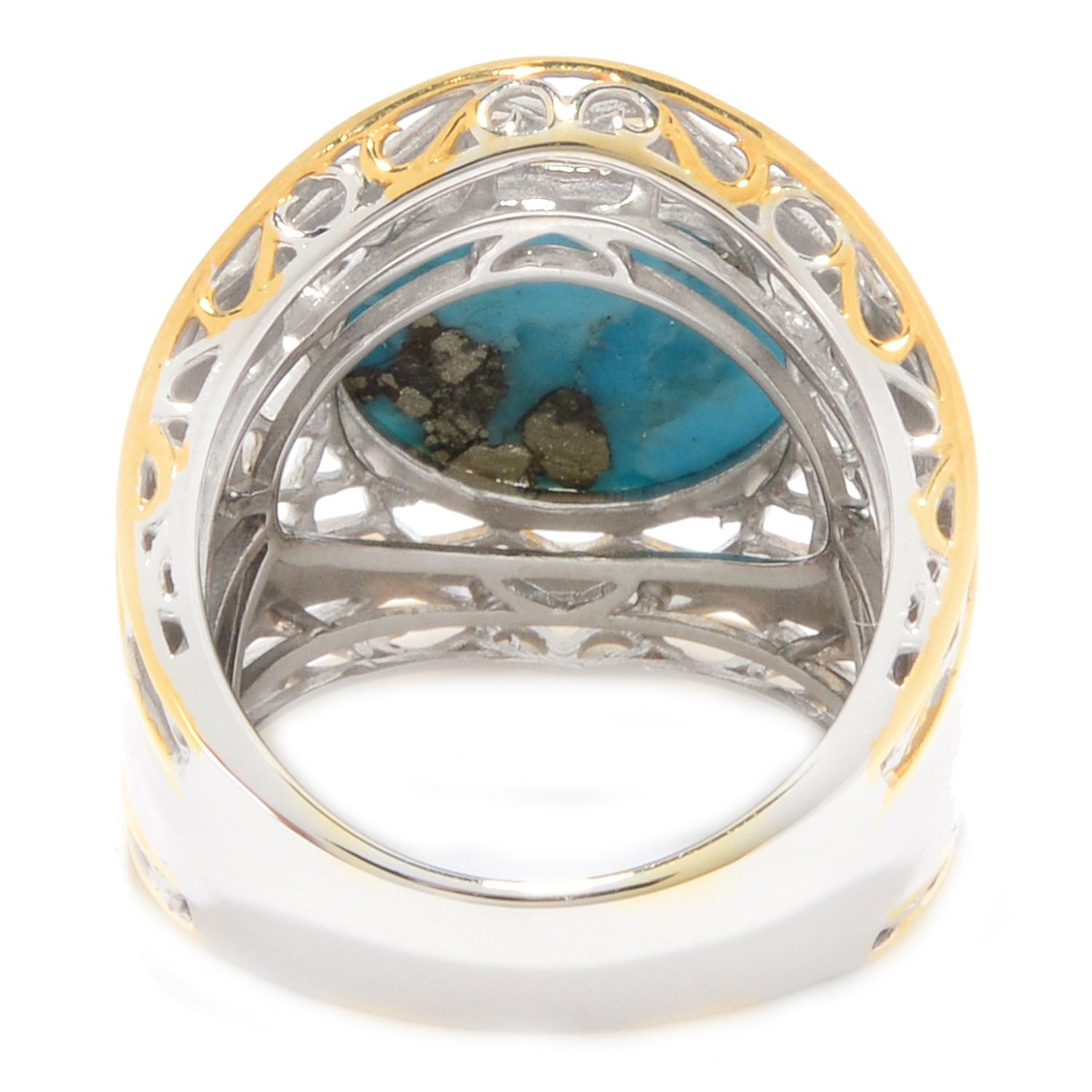 Gems en Vogue Round Pyrite Turquoise Ring